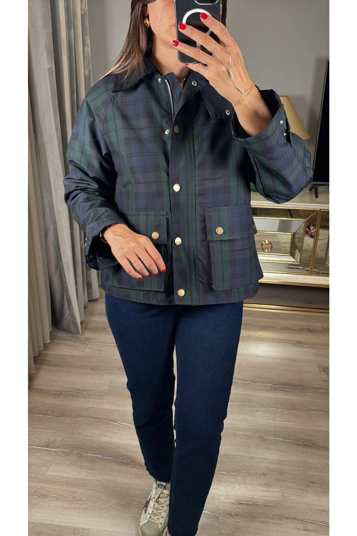 Kadife Yaka Ekose Ceket