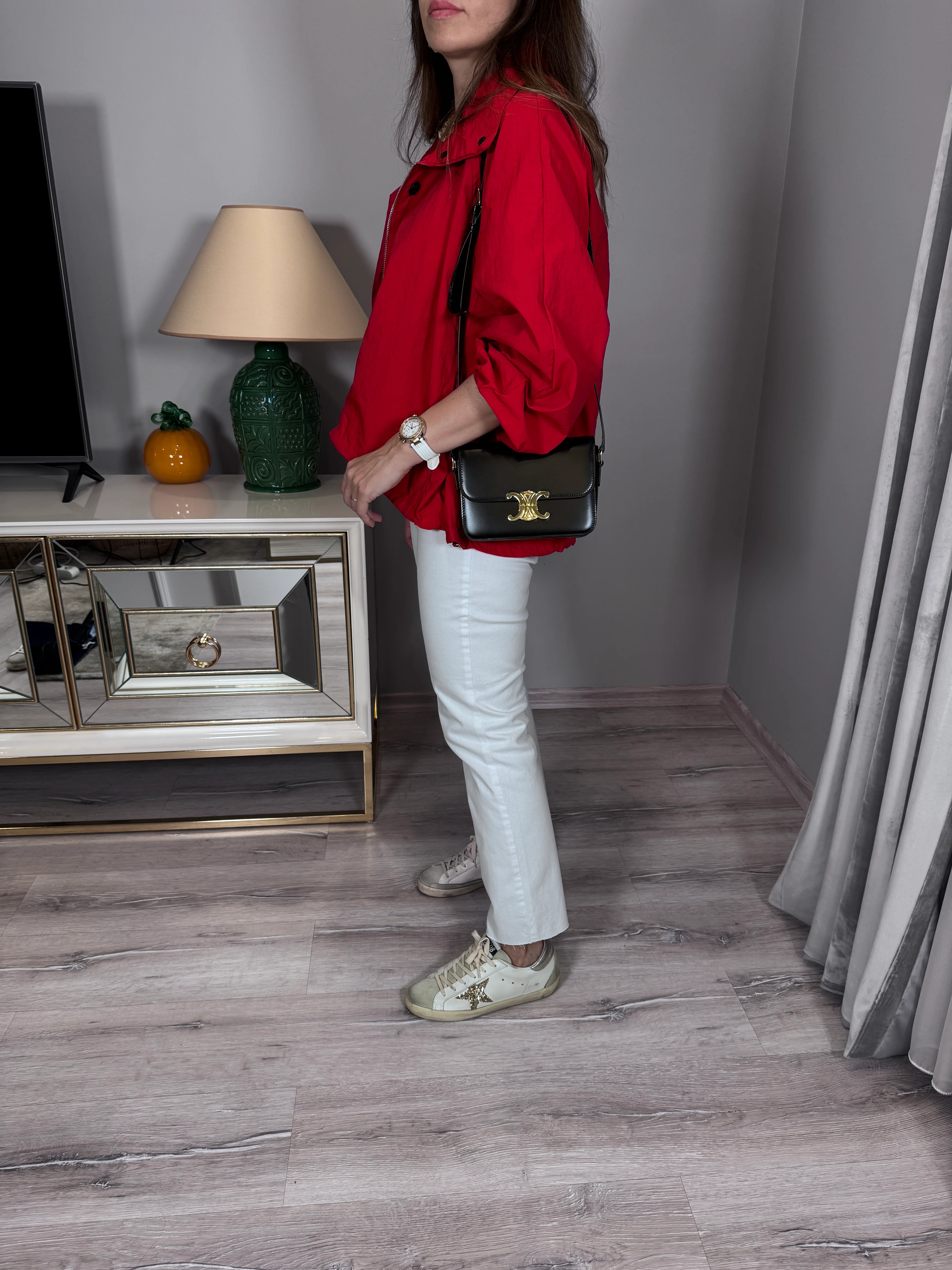 Dik Yaka Oversize Cepli Yağmurluk