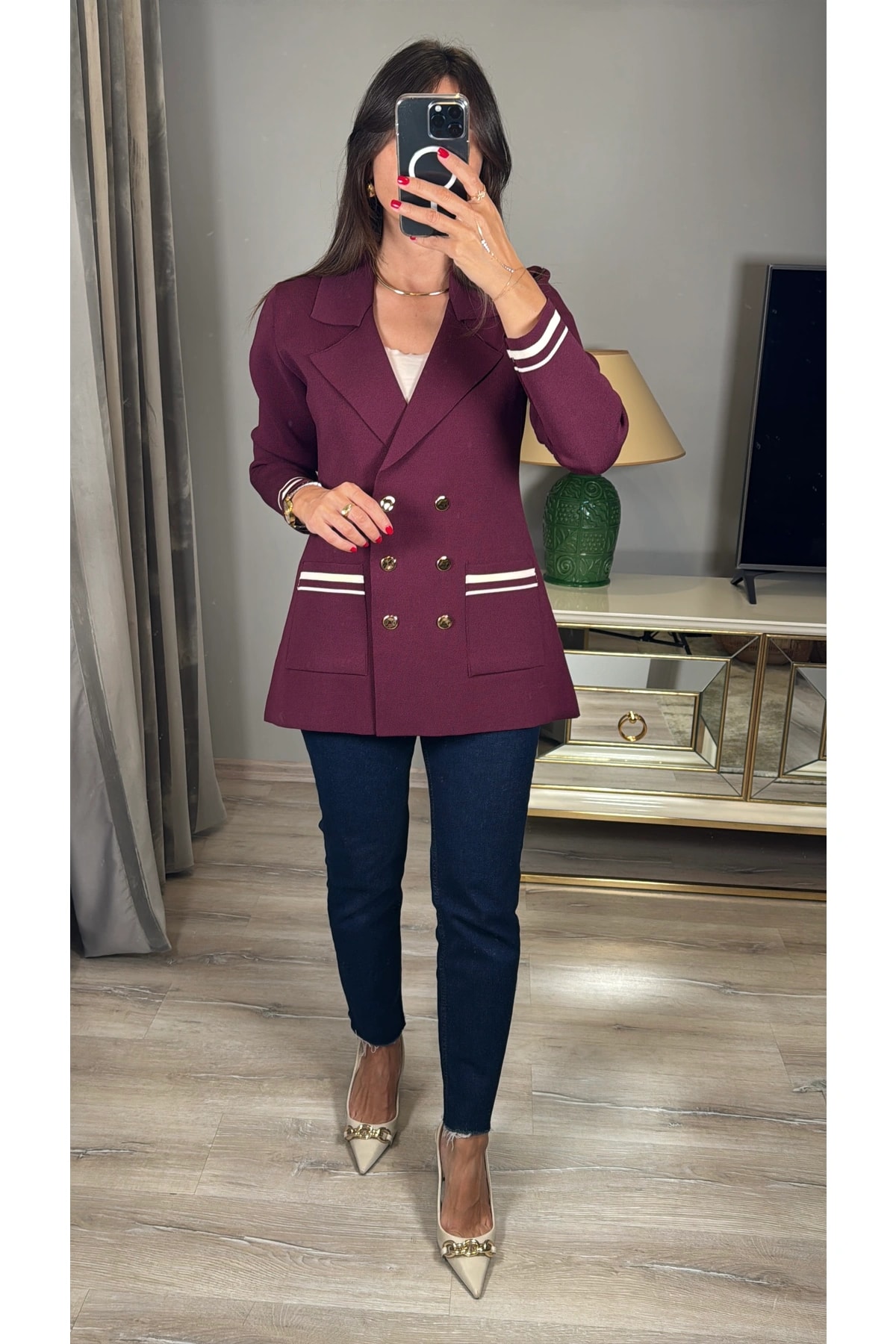 Çelik Örme Kruvaze Blazer Hırka