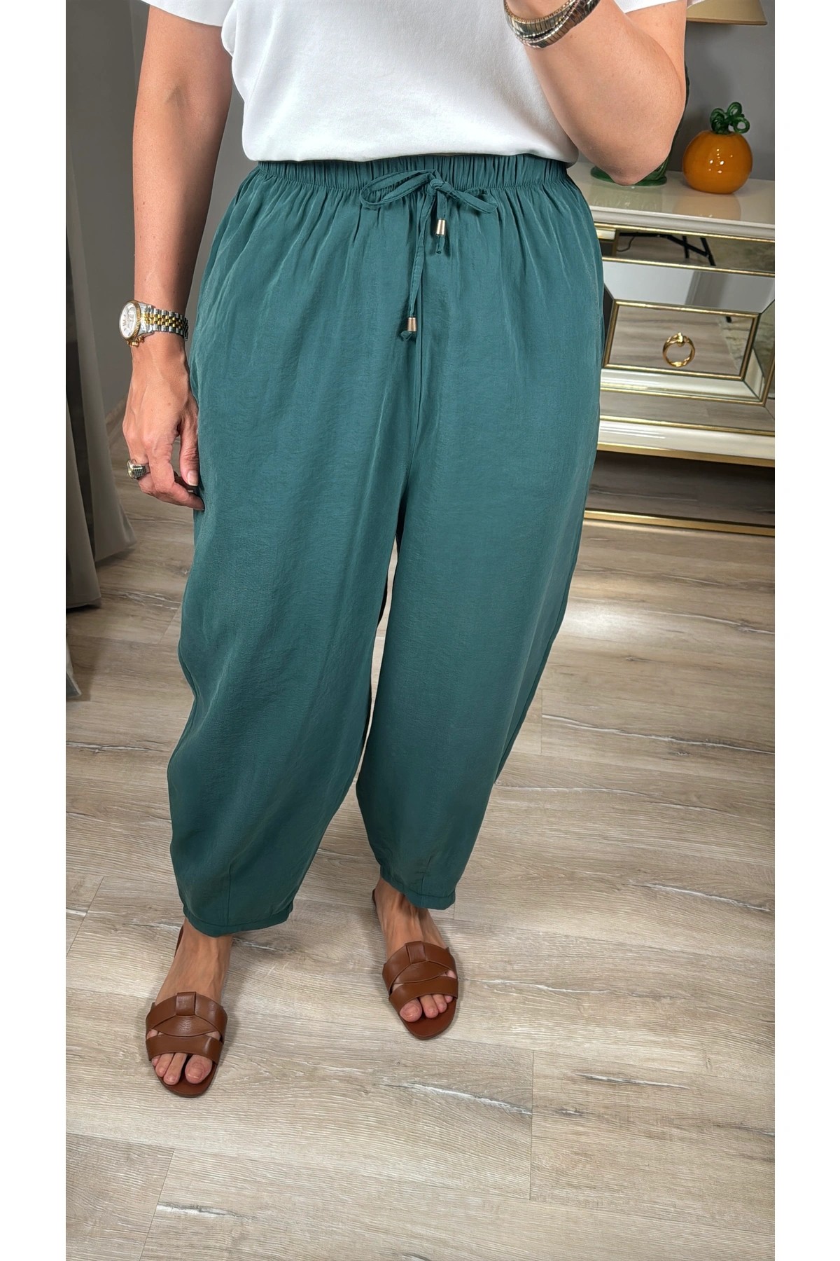 Modal Dökümlü Şalvar Pantolon