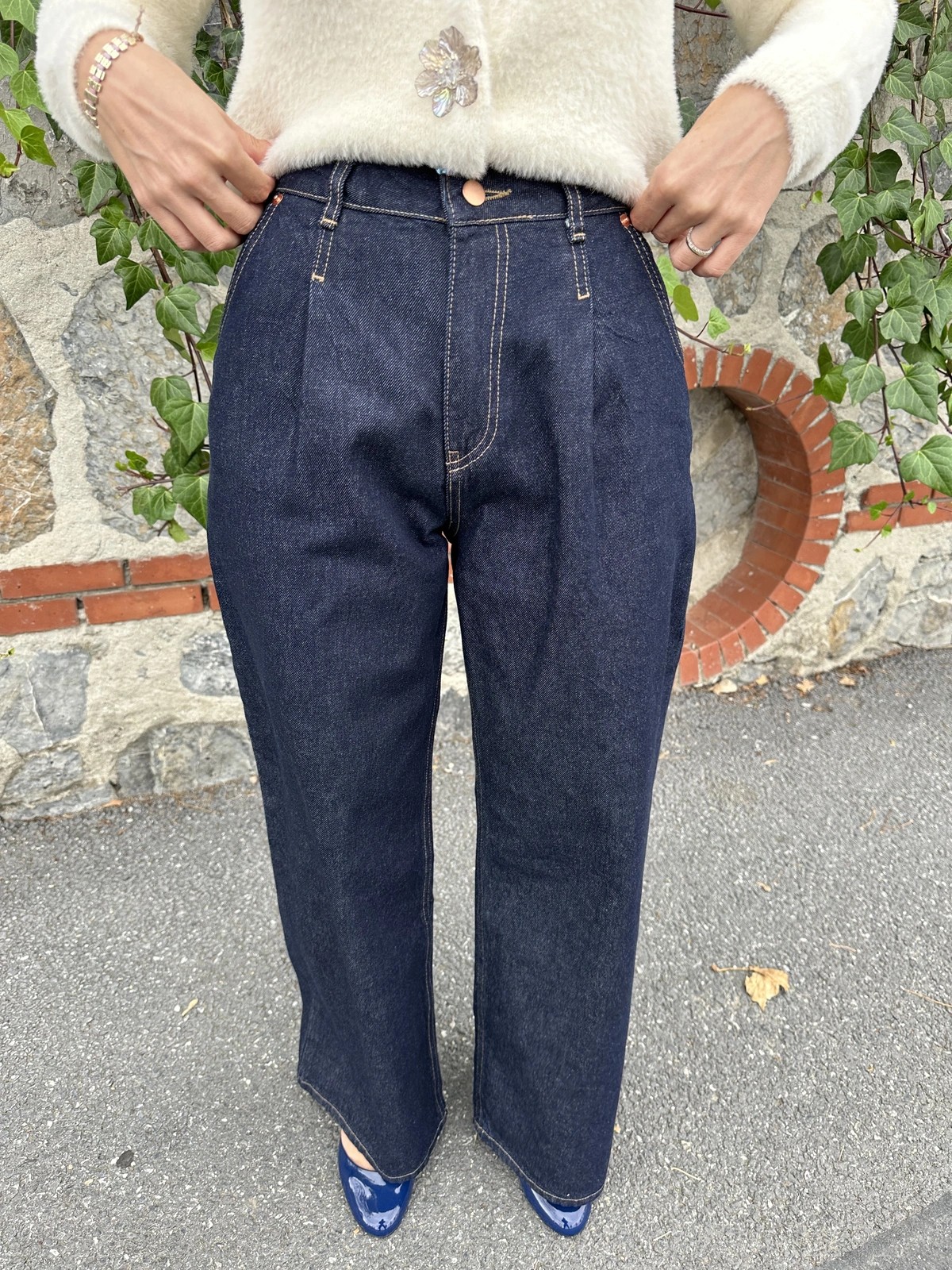 Çift Dikişli Bol Paça Jean 