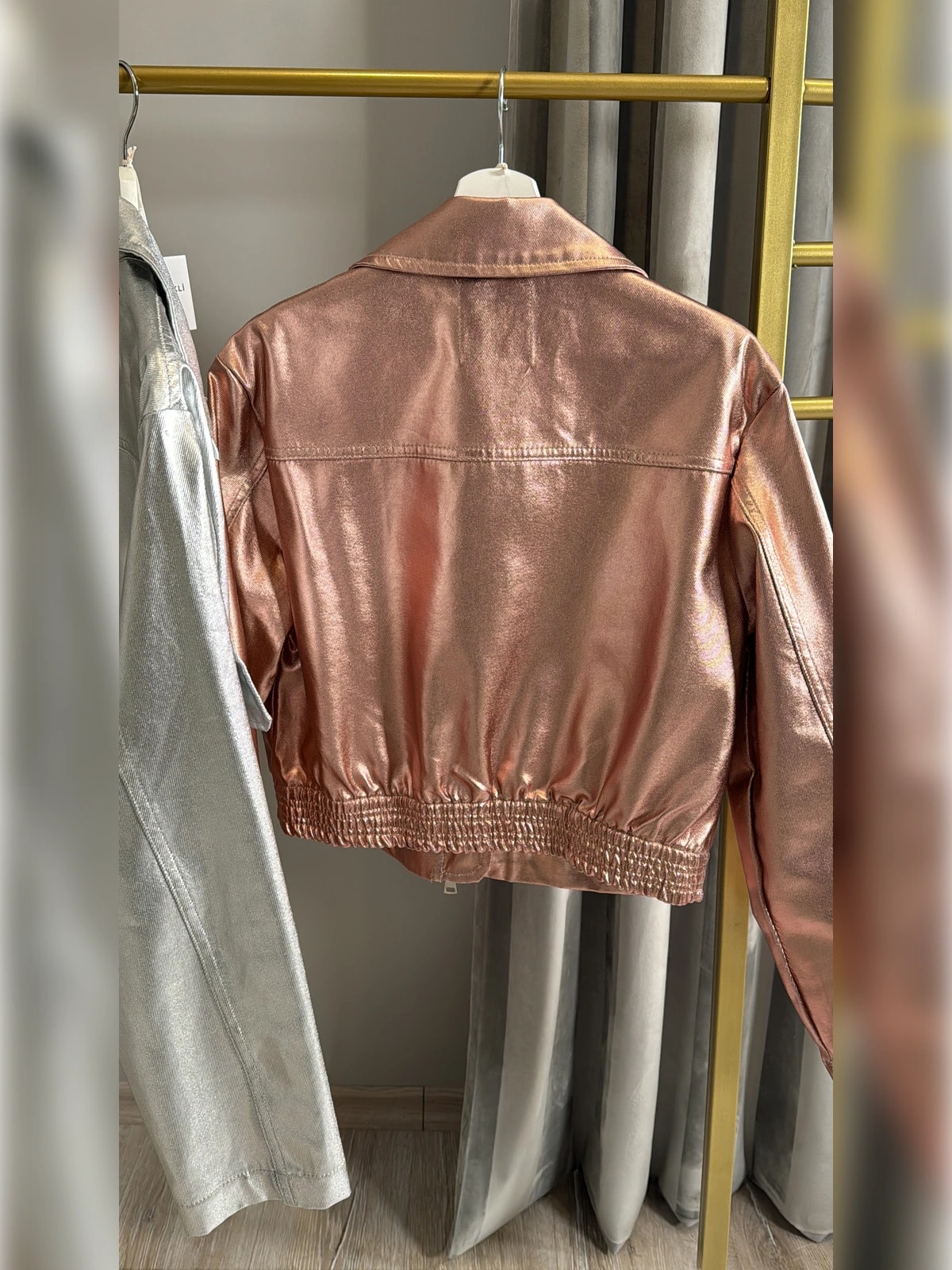 Rahat Kalıp Metalik Bomber Ceket