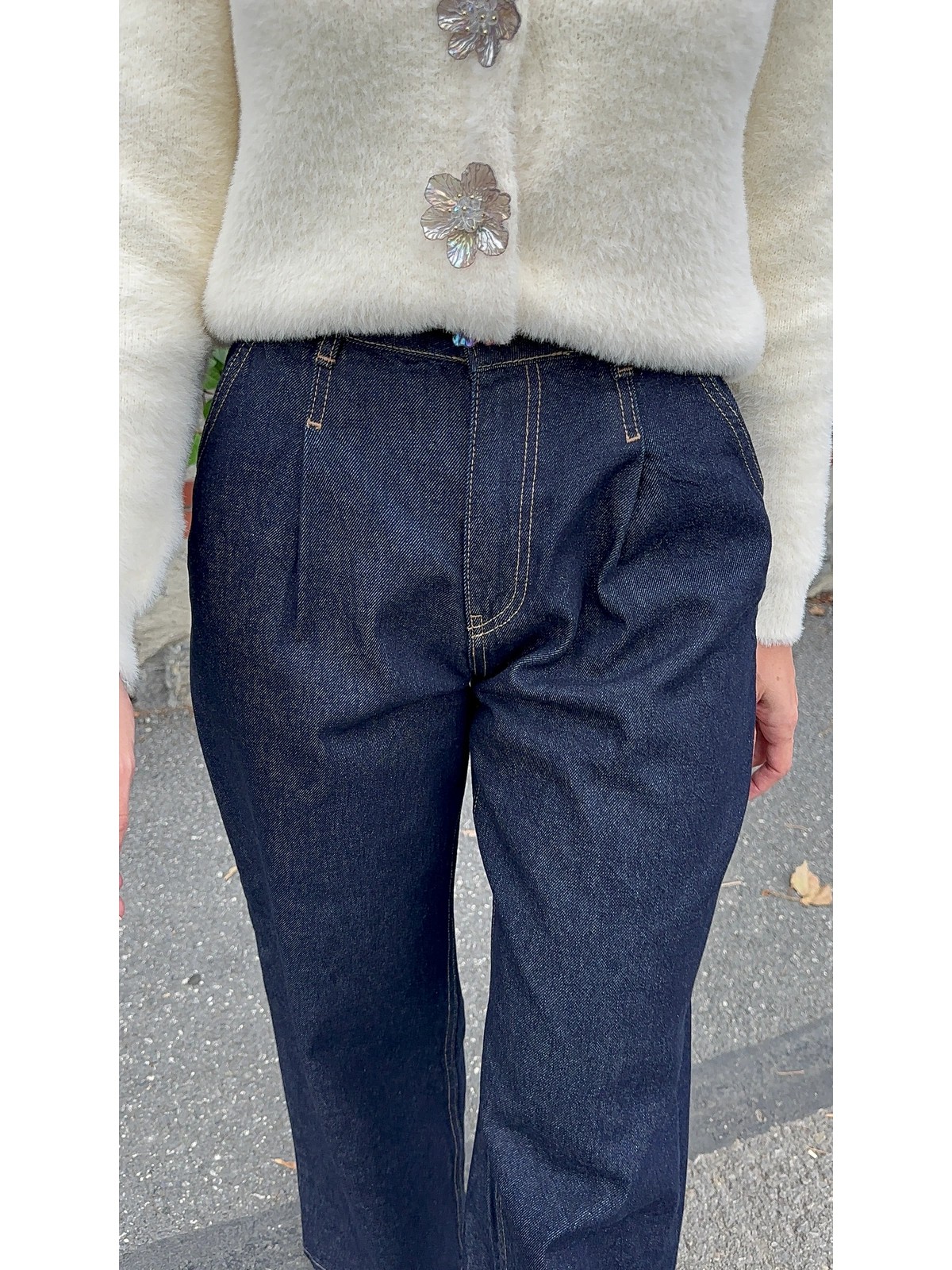 Çift Dikişli Bol Paça Jean 