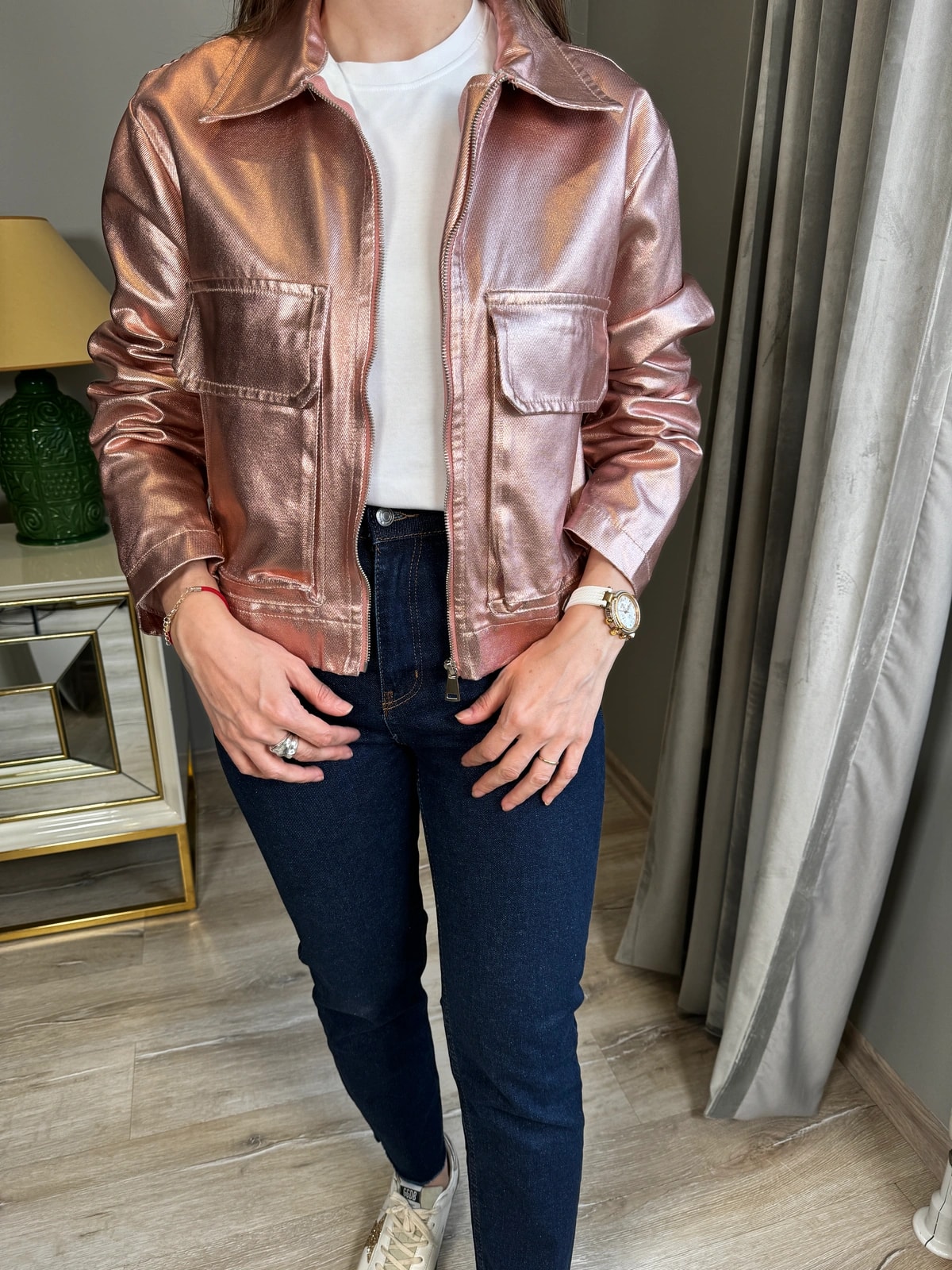 Rahat Kalıp Metalik Bomber Ceket
