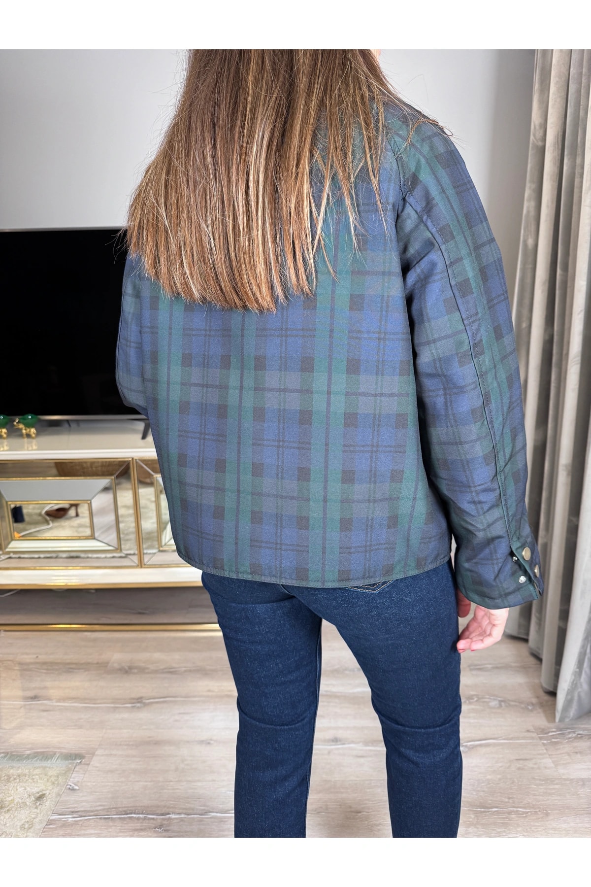 Kadife Yaka Ekose Ceket