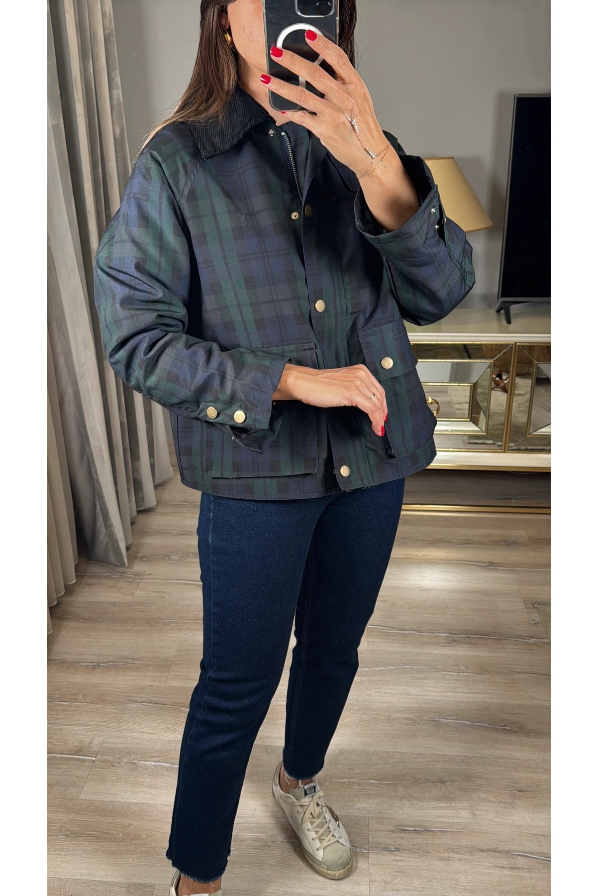 Kadife Yaka Ekose Ceket