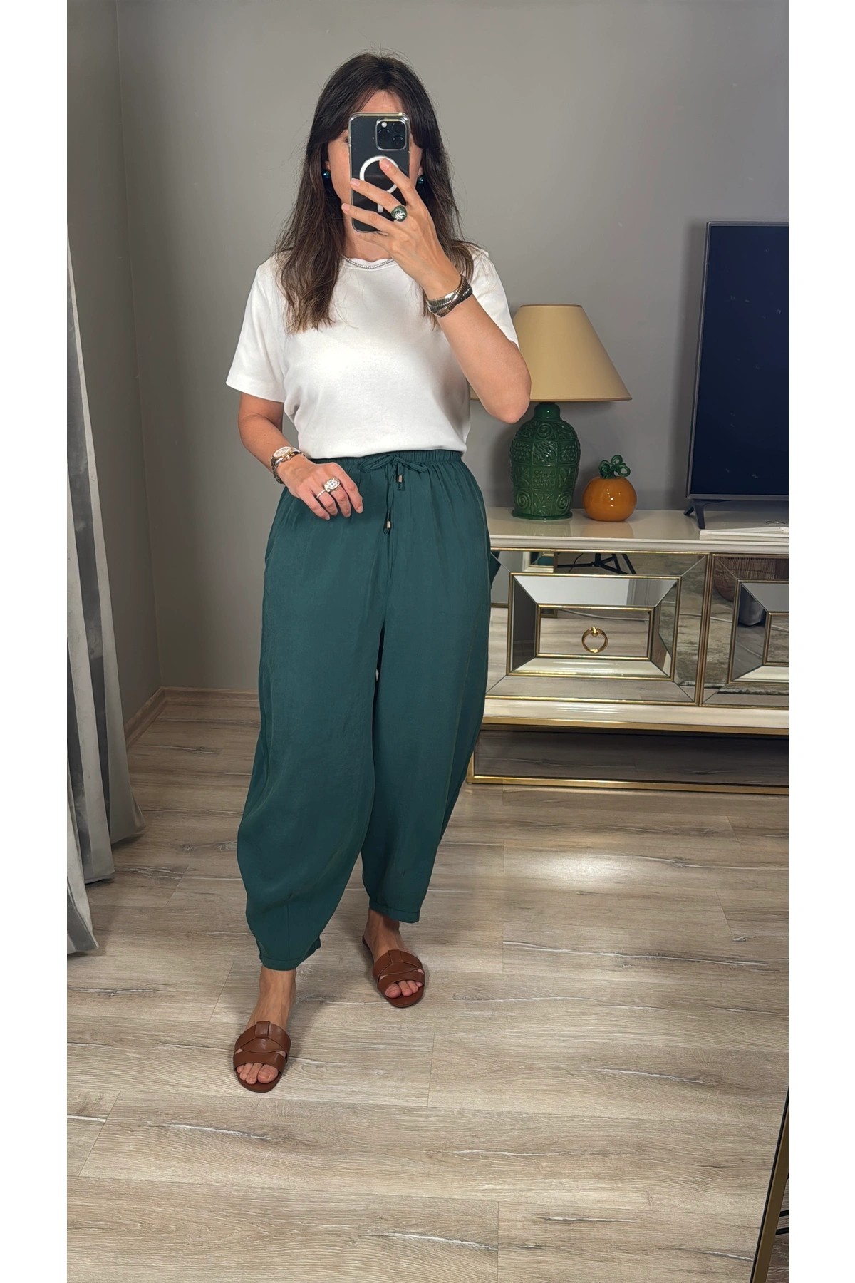 Modal Dökümlü Şalvar Pantolon