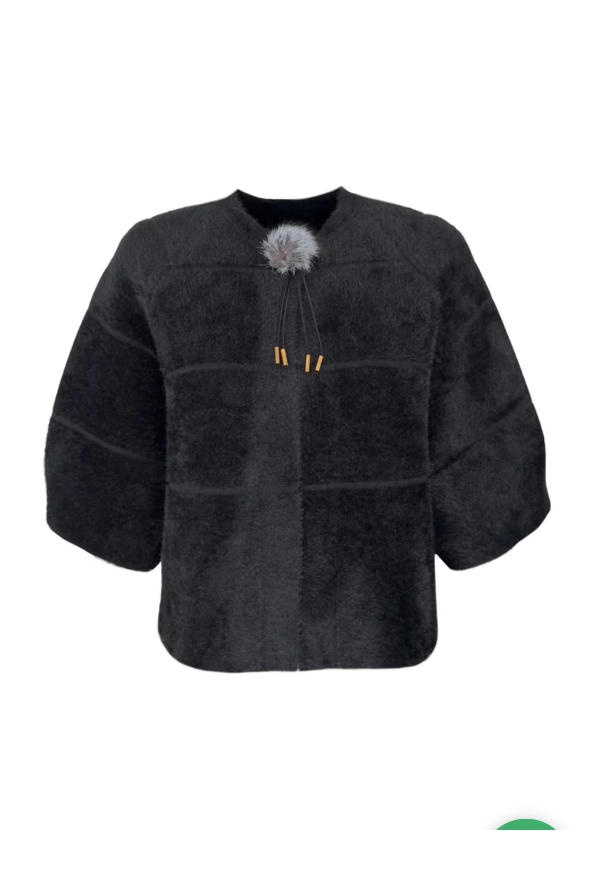 Truvakar Kol Tüylü Broşlu Triko Ceket