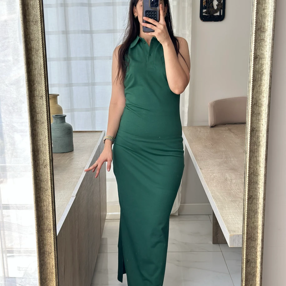 Polo Yaka Uzun Elbise