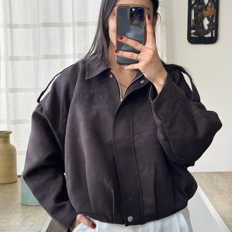 Kahverengi Bomber Ceket