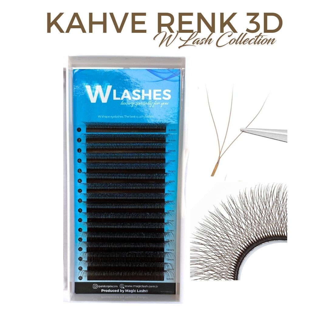 Kahve Renk W Lash Hazır Volume İpek Kirpik - 3D W Lash