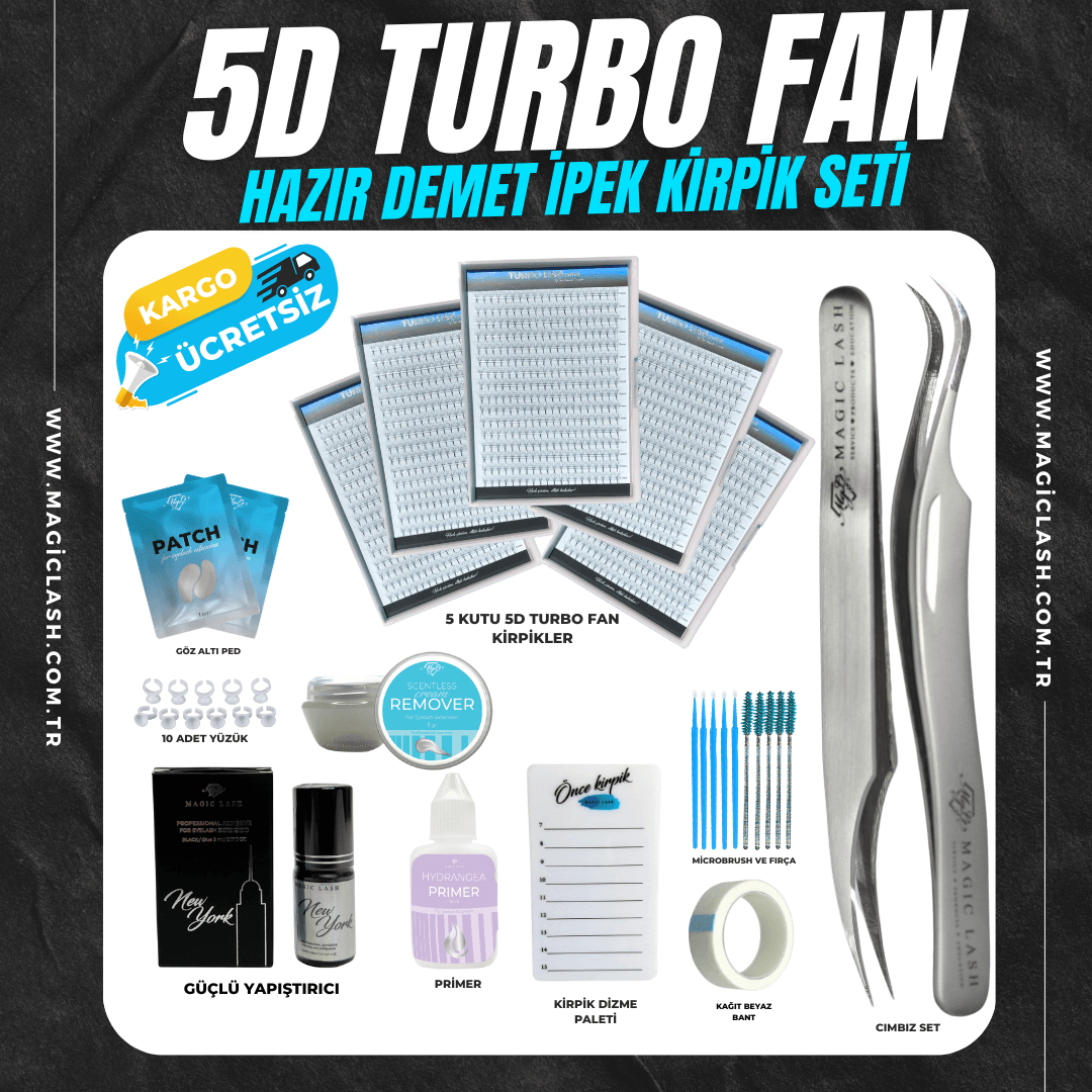 5D Turbo Fan 5li Kutu İpek Kirpik Seti