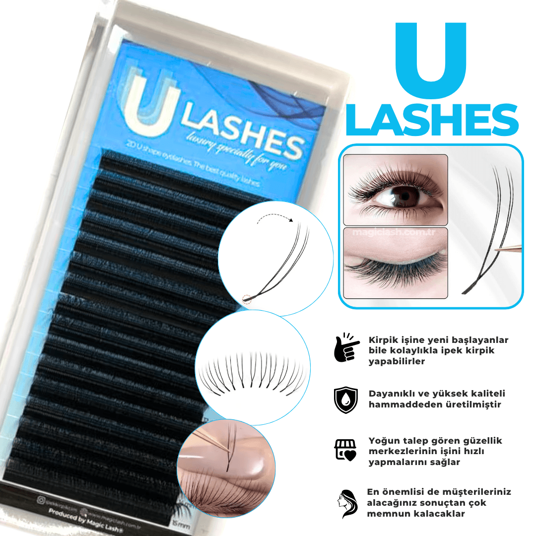 2D U Lash 8/15mm Mix Hazır Volume İpek Kirpik 16 Sıra