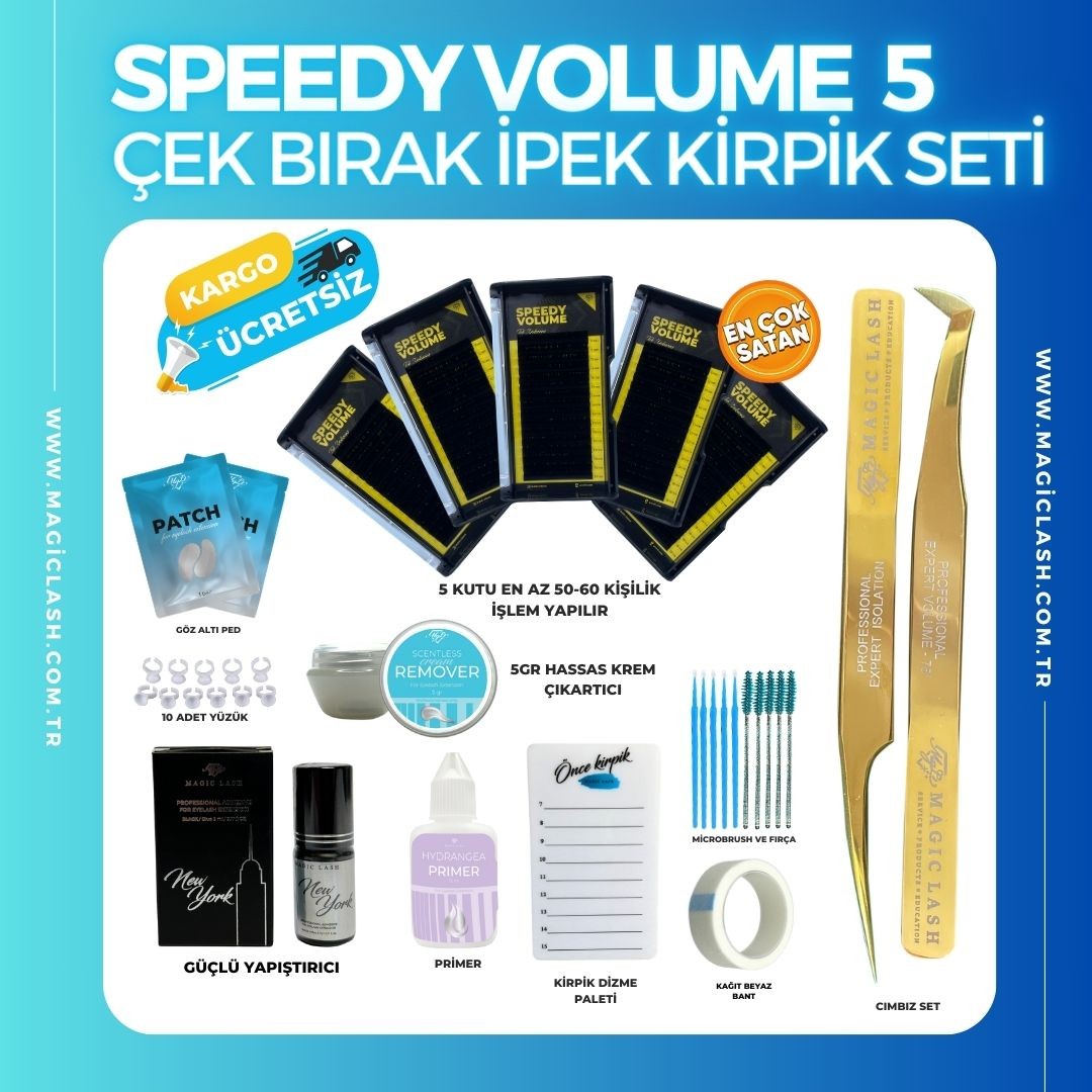 Çek Bırak Speedy Volume İpek Kirpik Seti - 5 Farklı Uzunlukta 2 Katlı Set