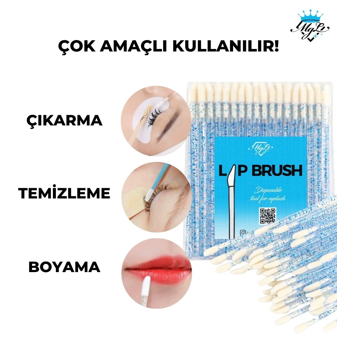 Lip Brush 50 li Paket Ucu Pamuklu Çok Amaçlı Çubuk Magic Lash®