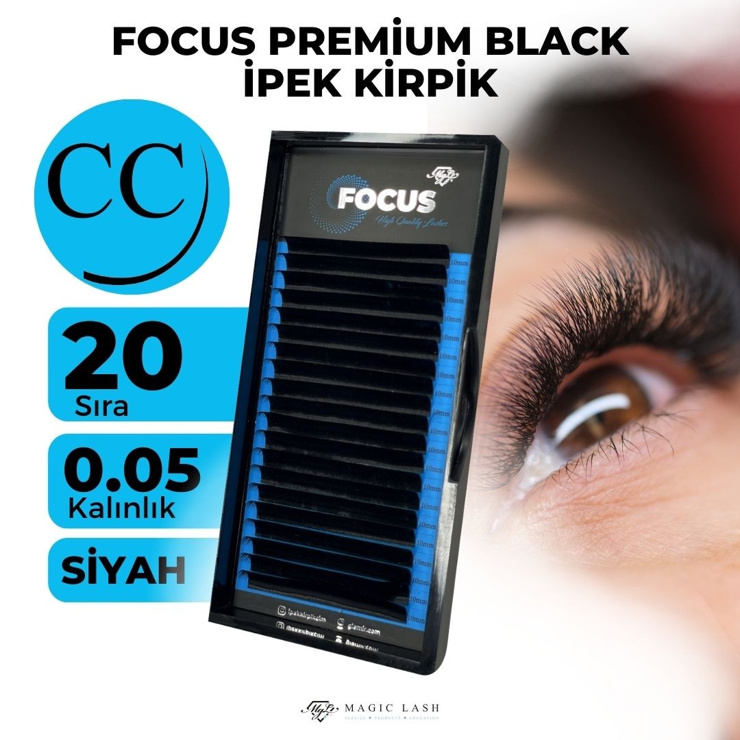 0.05 Kalınlık Focus 20 Sıra Premium Black Klasik İpek Kirpik