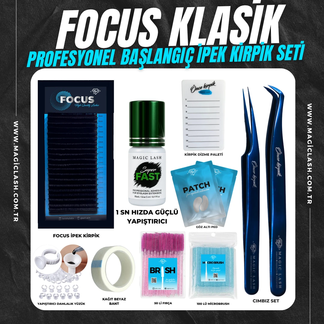 Focus Klasik Tekli Kirpiklerden Profesyonel İpek Kirpik Başlangıç Seti