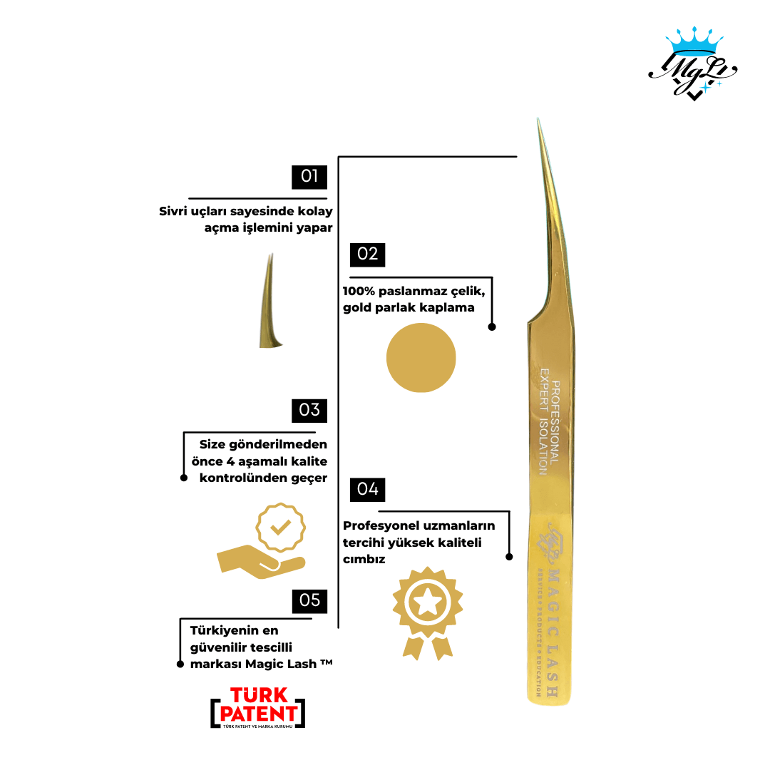 Wolverine Düz Gold İpek Kirpik Cımbız Magic Lash®