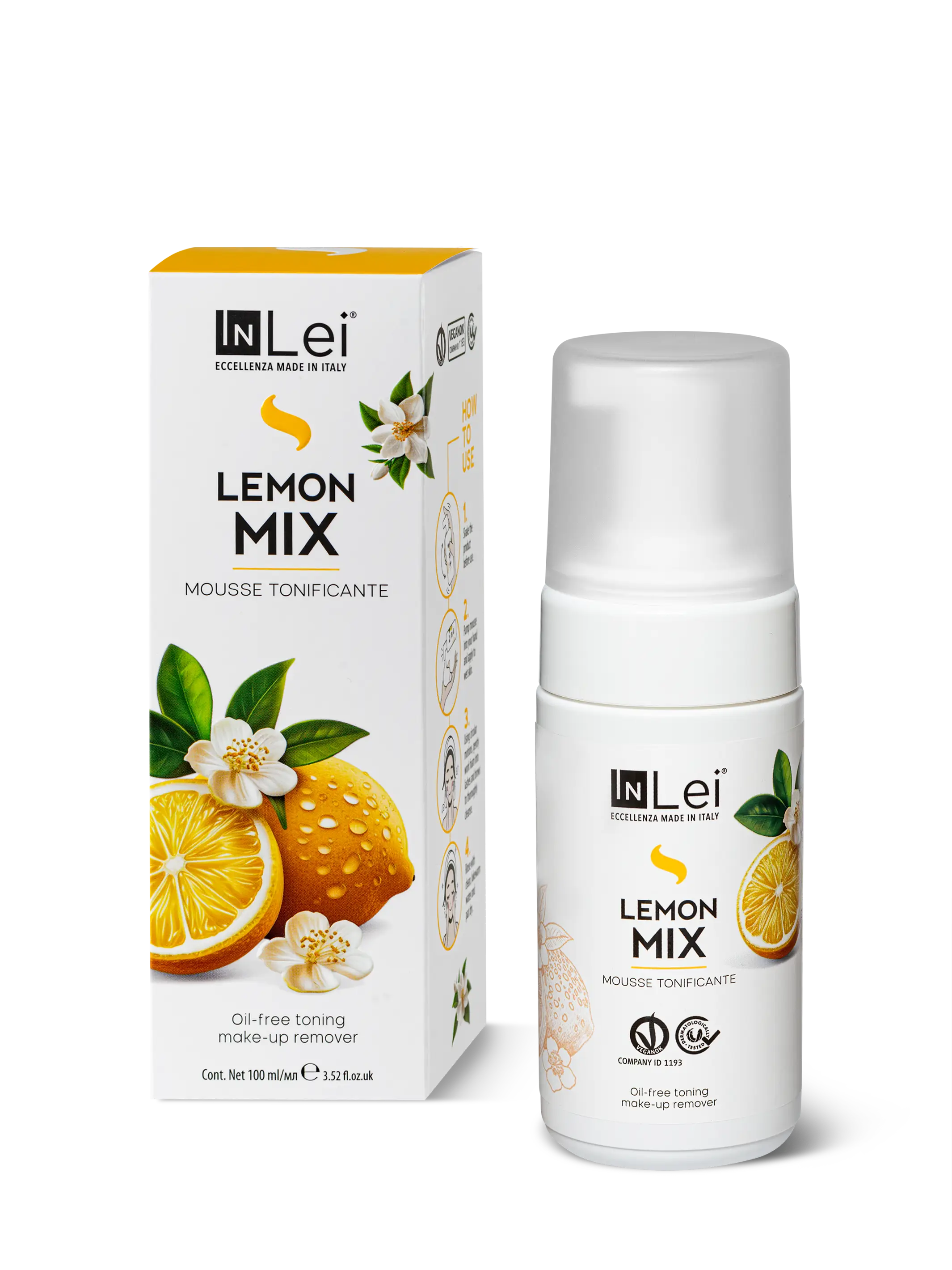 InLei® MOUSSE LEMON MIX – Kirpik, Kaş ve Yüz İçin Temizleyici ve Tonik Köpük 100 ml