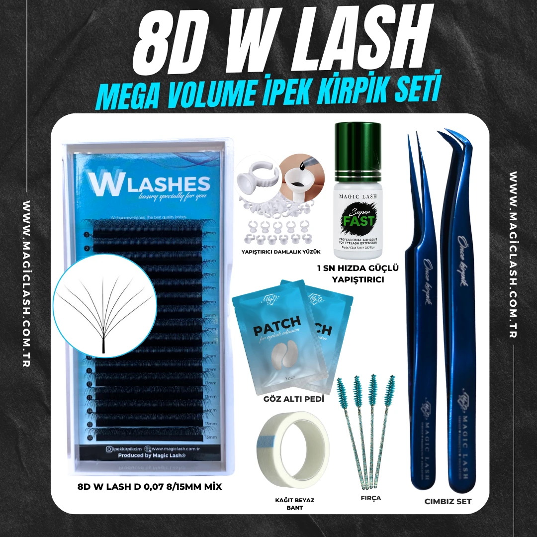 8D W Lash Hazır Demetli Mega Volume İpek Kirpik Mini Başlangıç Seti