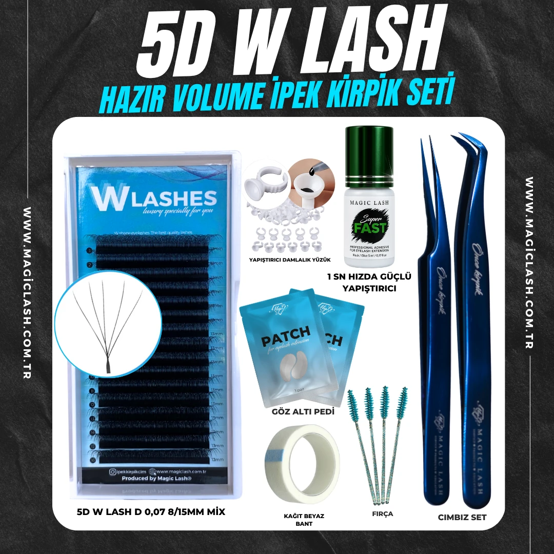 5D W Lash Hazır Demetli Volume İpek Kirpik Mini Başlangıç Seti