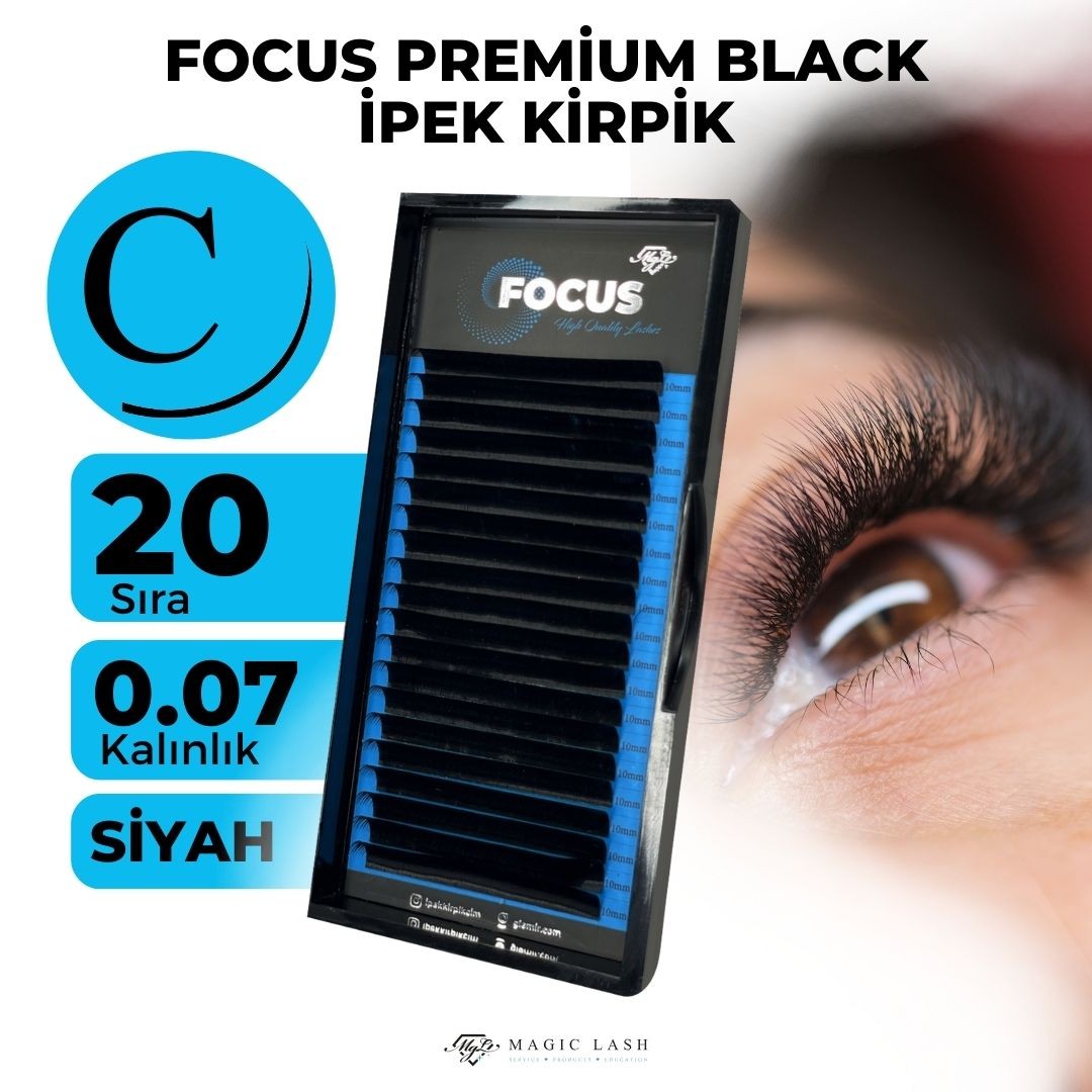 0.07 Kalınlık Focus 20 Sıra Premium Black Klasik İpek Kirpik