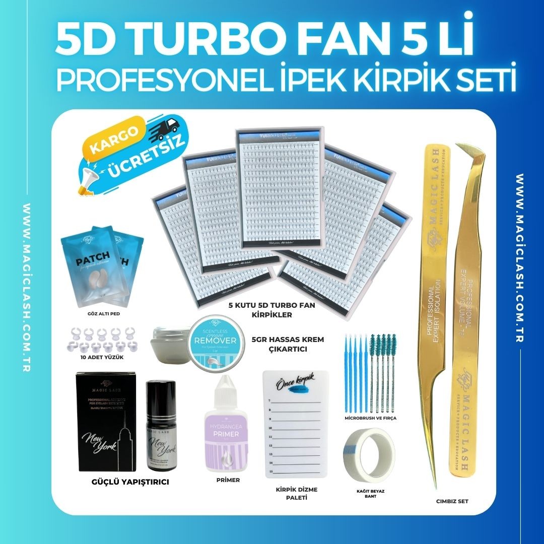 5D Turbo Fan 5li Kutu İpek Kirpik Seti