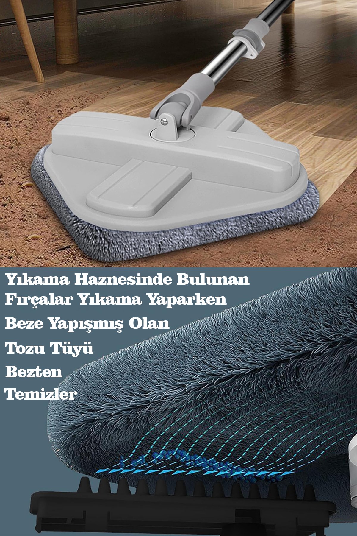 Disk Mop Temiz Su Kirli Su Ayrı Haznede +1 Yedek Bezli Set