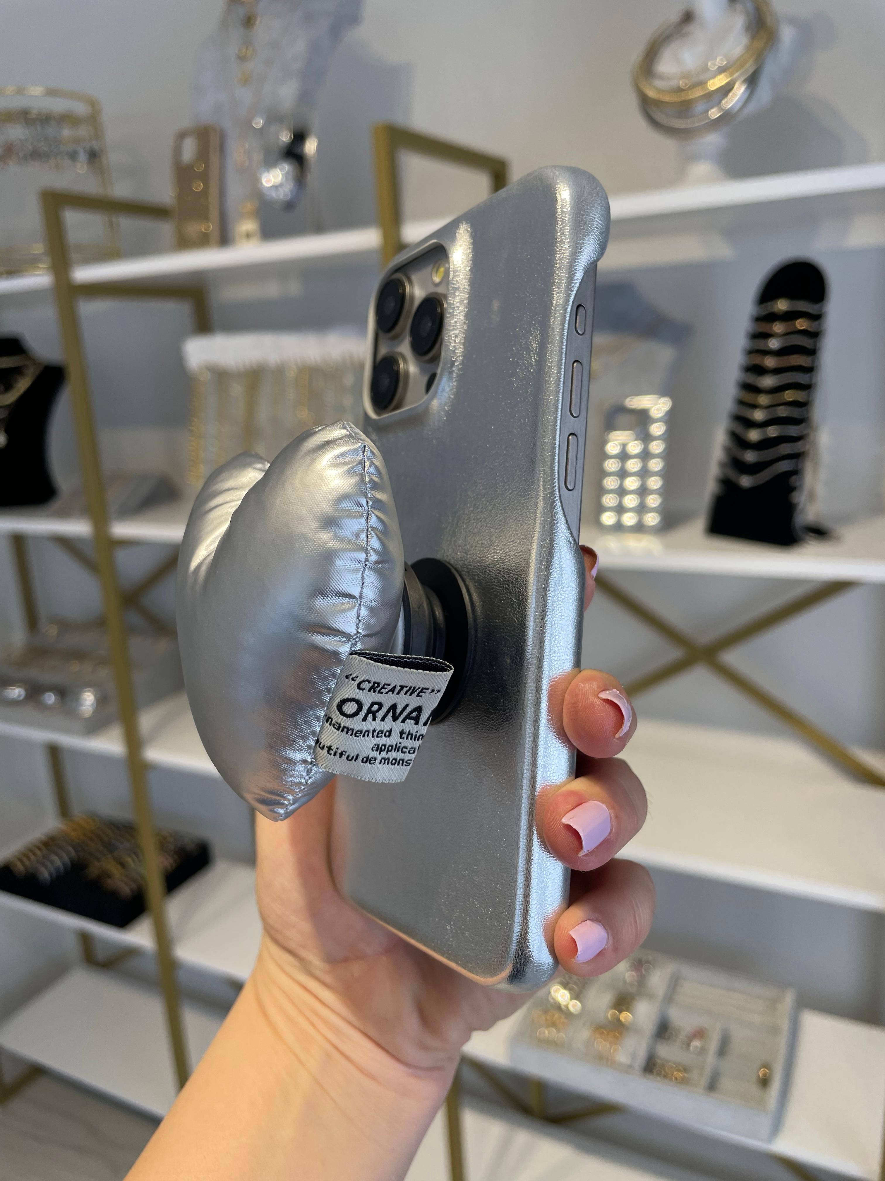GG Kalpli Popsocket'lı Silver Kılıf