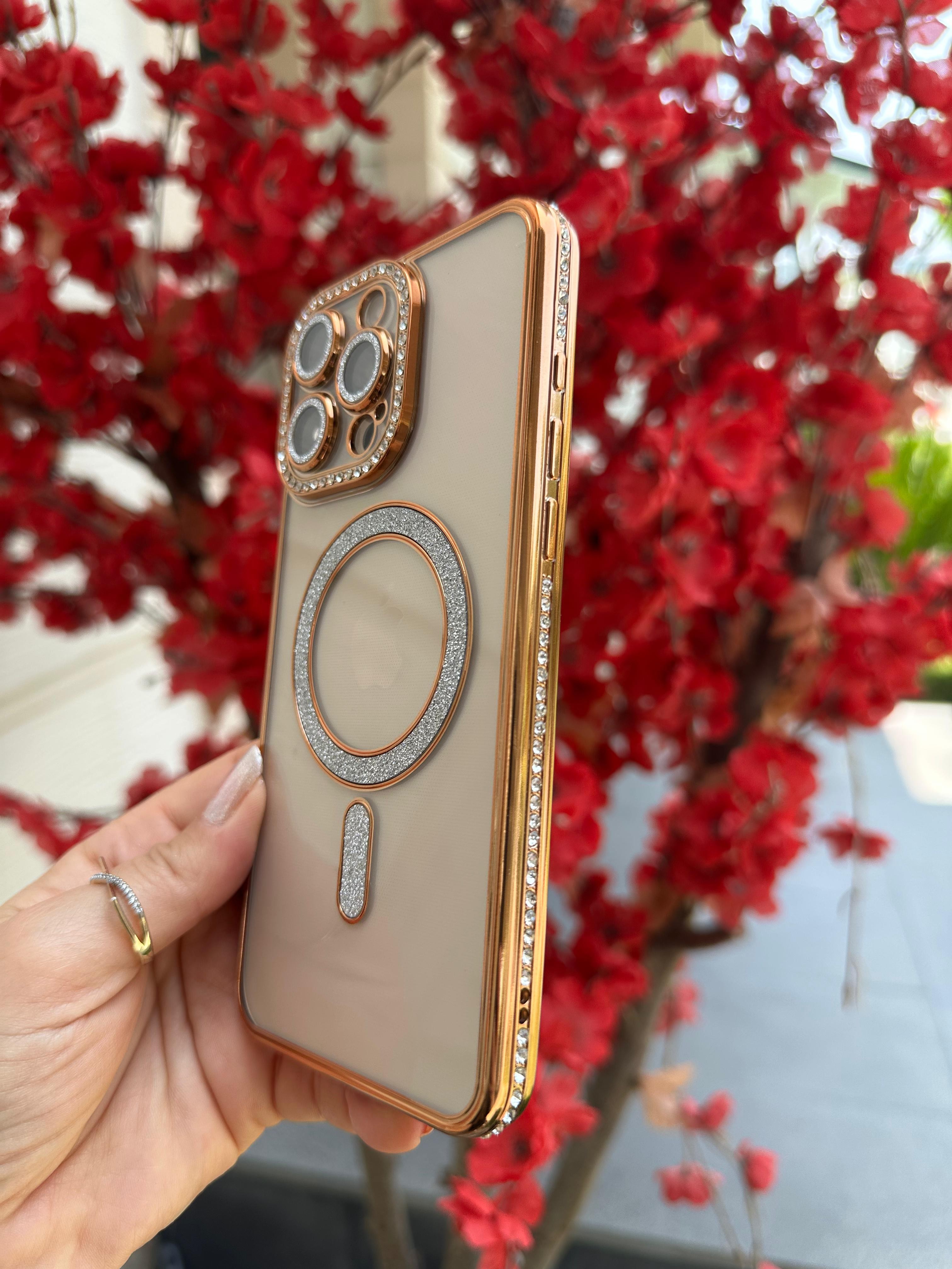 Taşlı Kamera Koruyuculu Magsafe Özellikli Luxury Kılıf