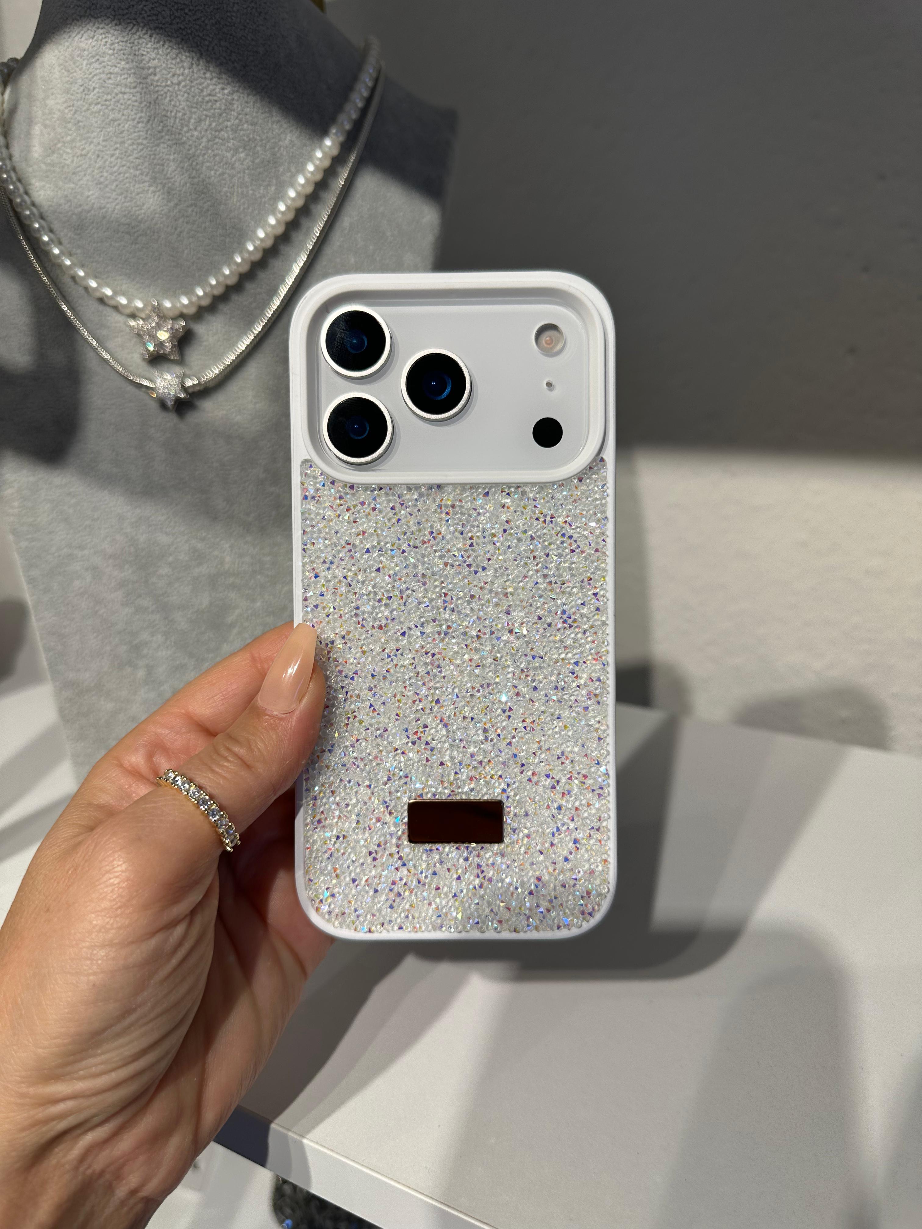 Diamond Simli Kılıf - Beyaz