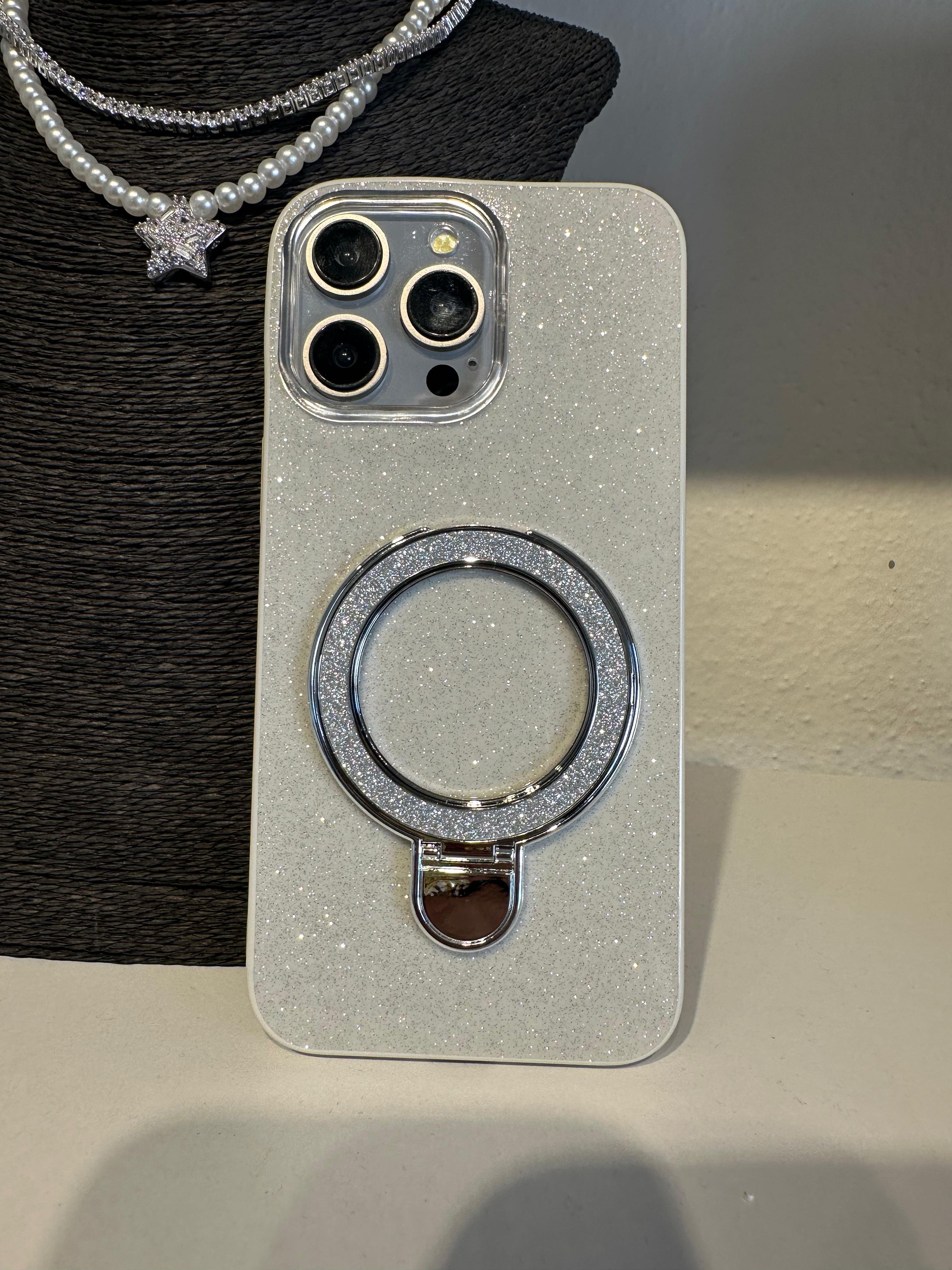 Simli Stantlı Magsafe Özellikli Kılıf - Gümüş