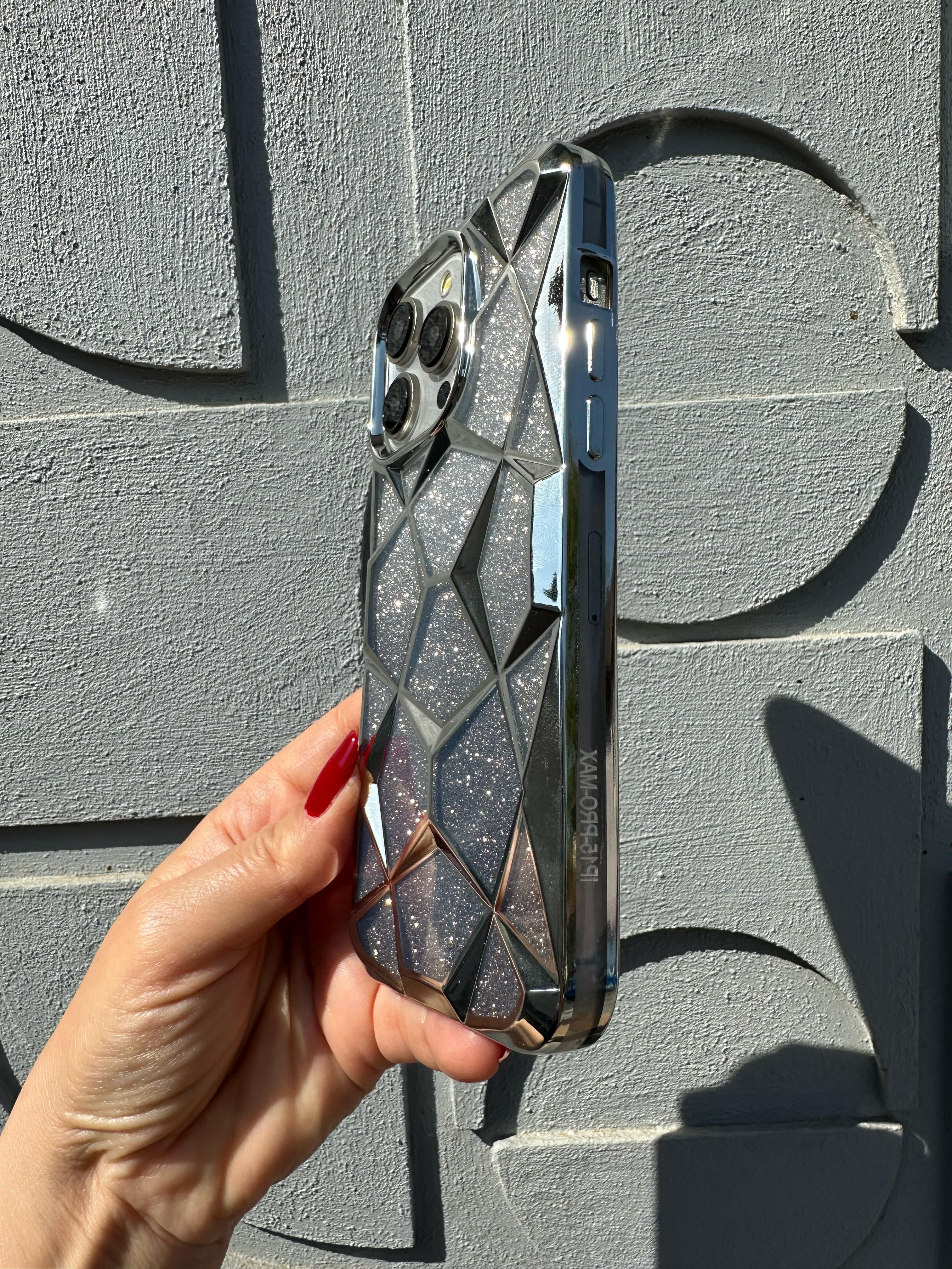 Simli Prizma Çift Zemin Kullanımlı Kılıf - Silver