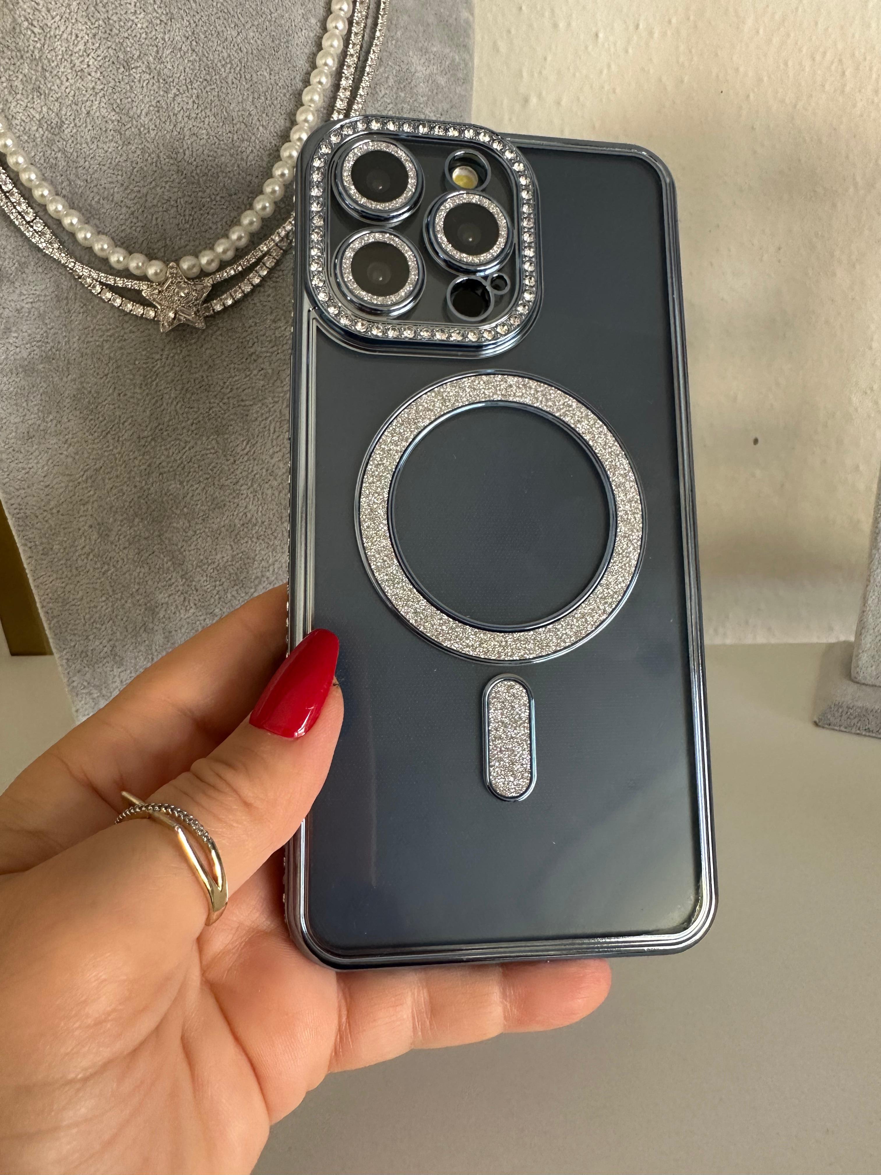 Swarovski Taşlı Kamera Korumalı Kılıf - Mavi