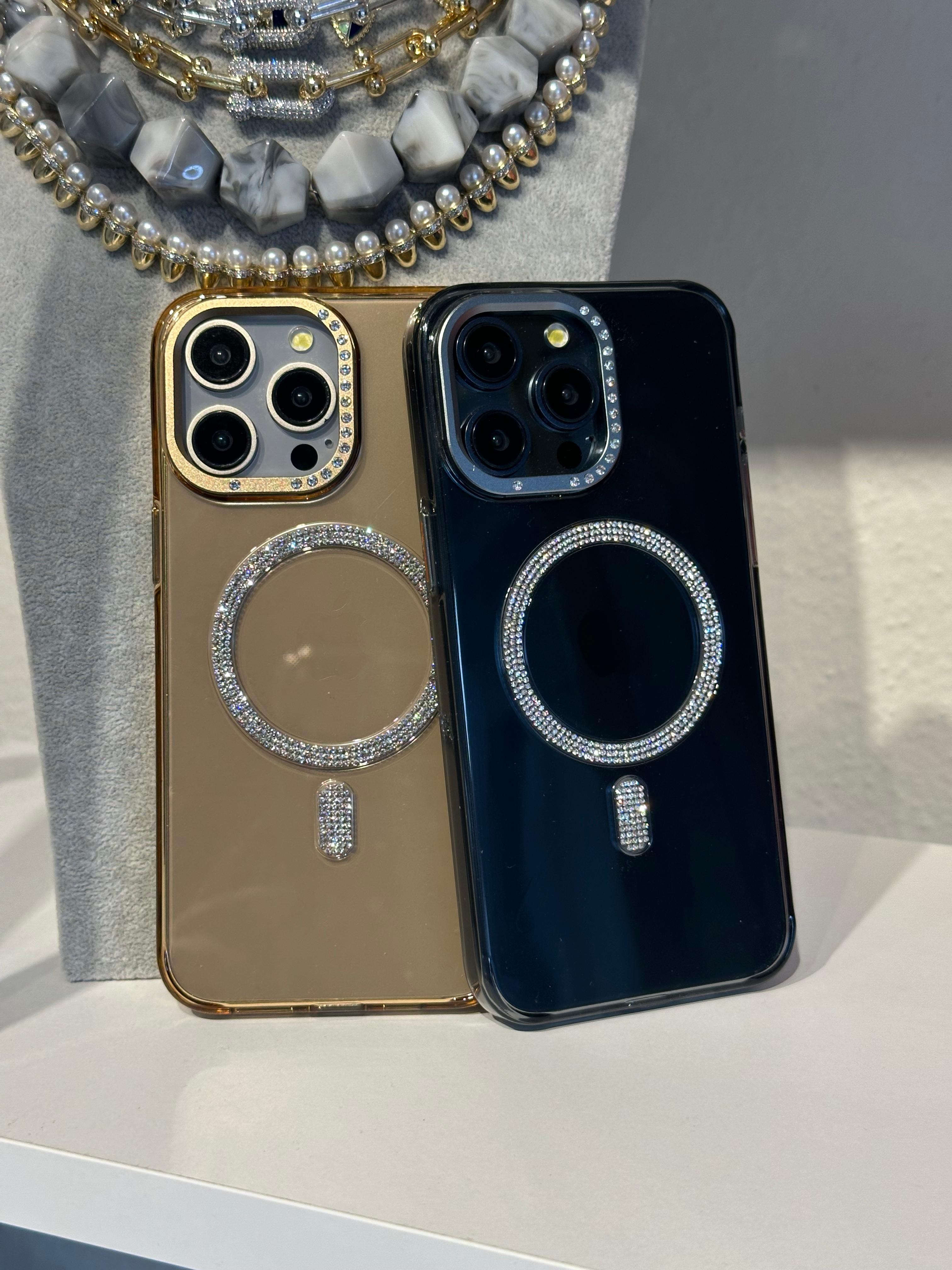 Luxury Taşlı Magsafe Destekli Kılıf - Çöl Titanyum