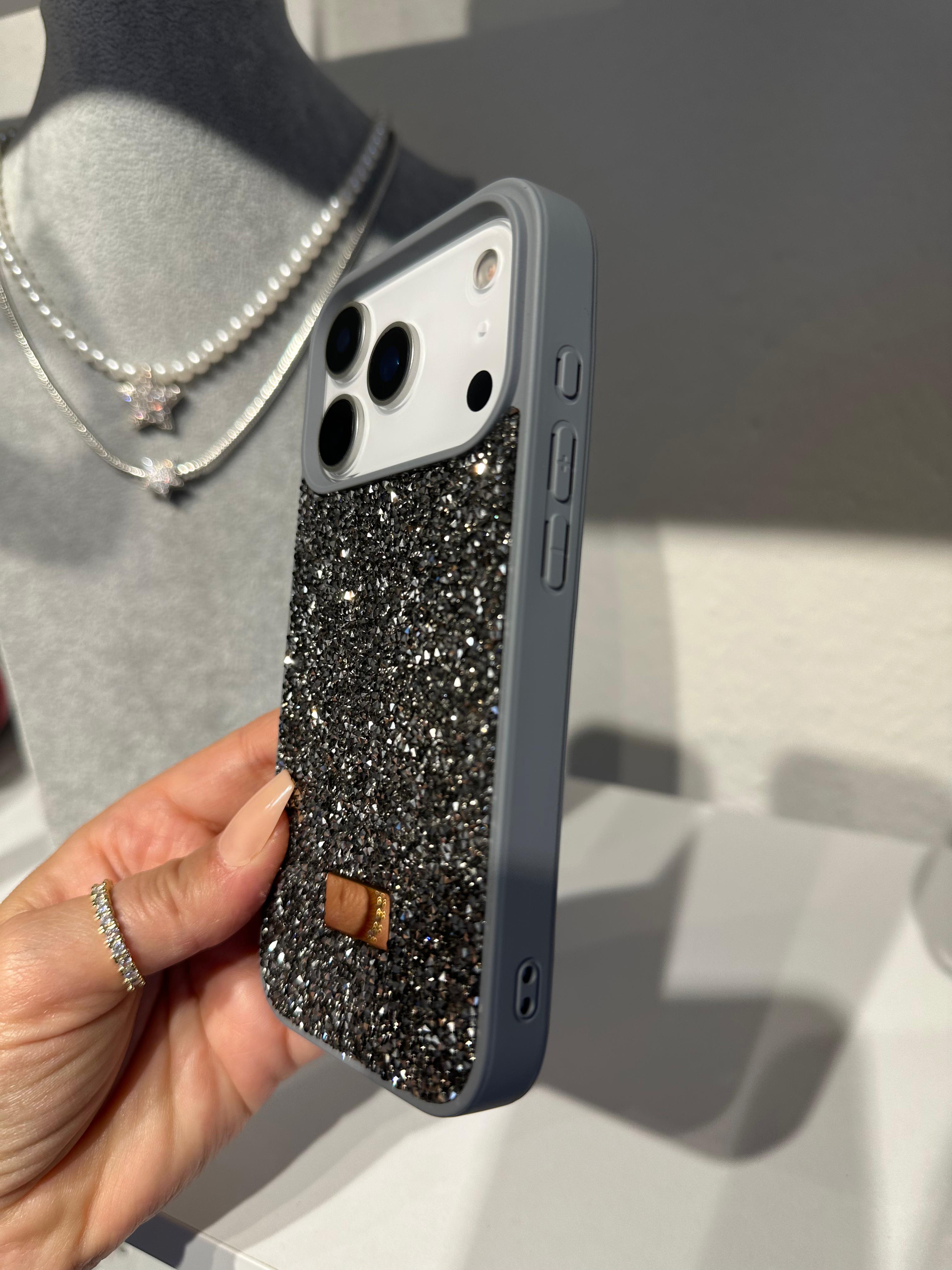 Diamond Simli Kılıf - Gri