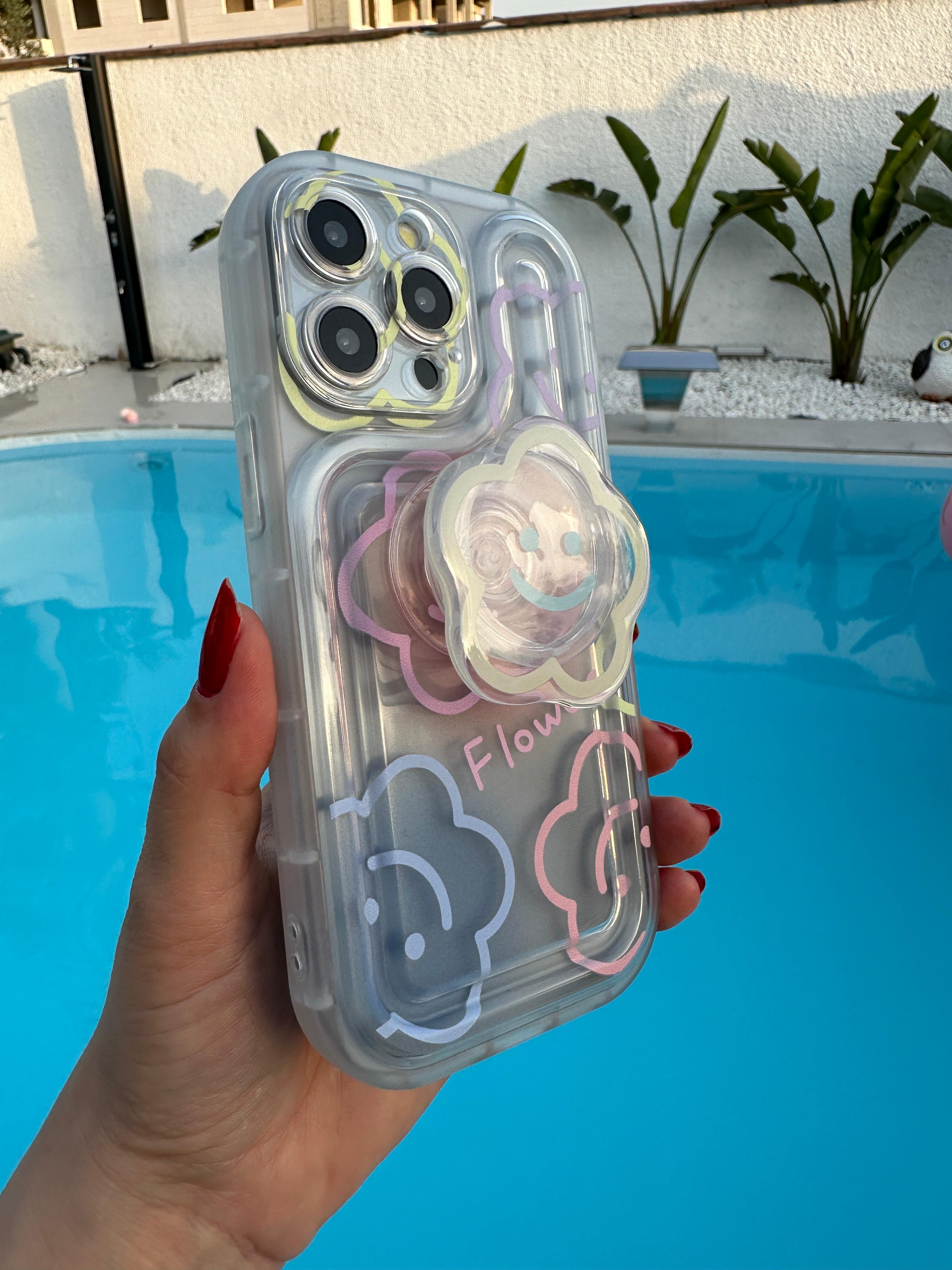 Çiçekli Popsocket'lı Kılıf