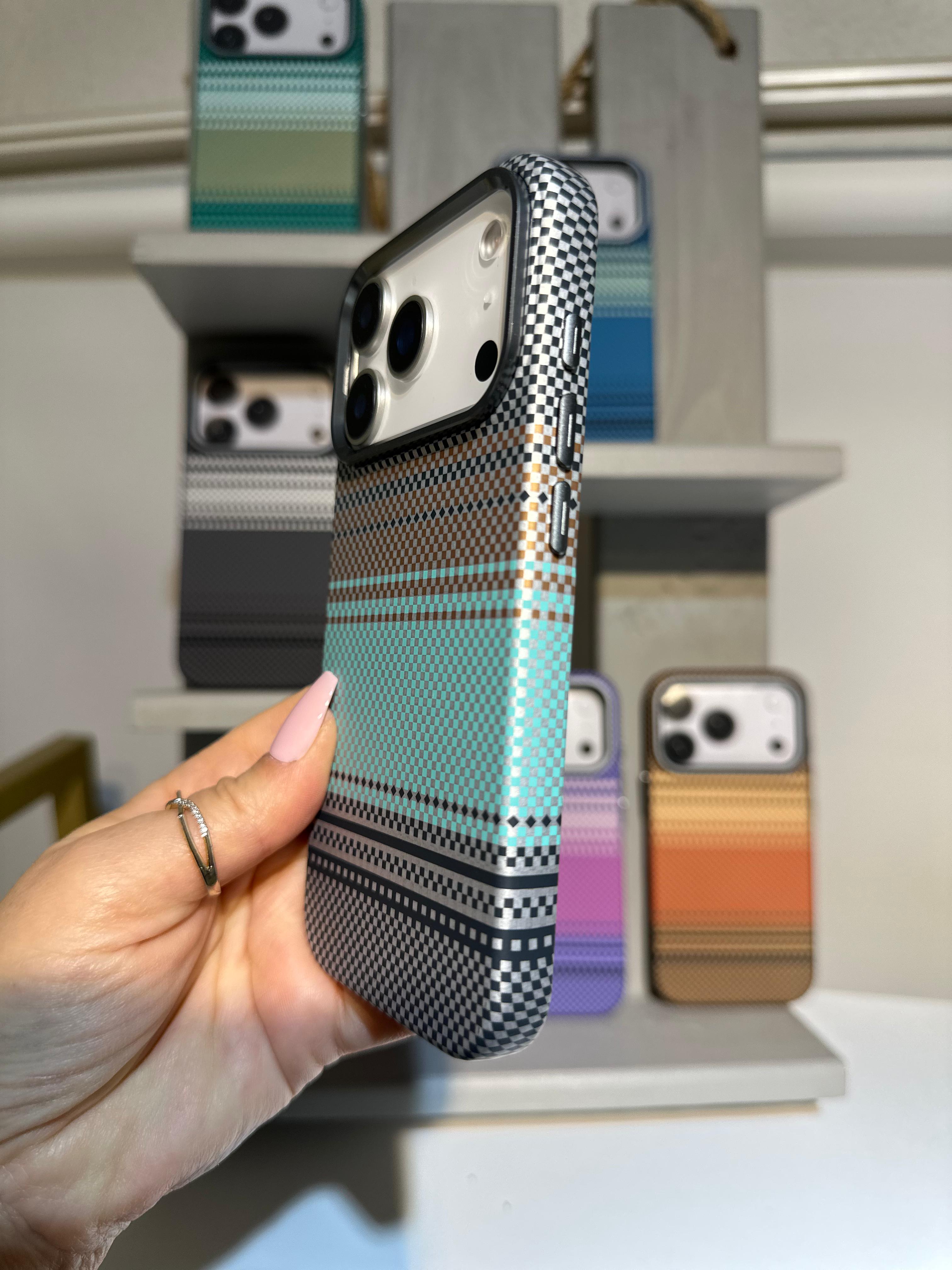 Şerit Dokulu Premium Kılıf - Buzlu Mint