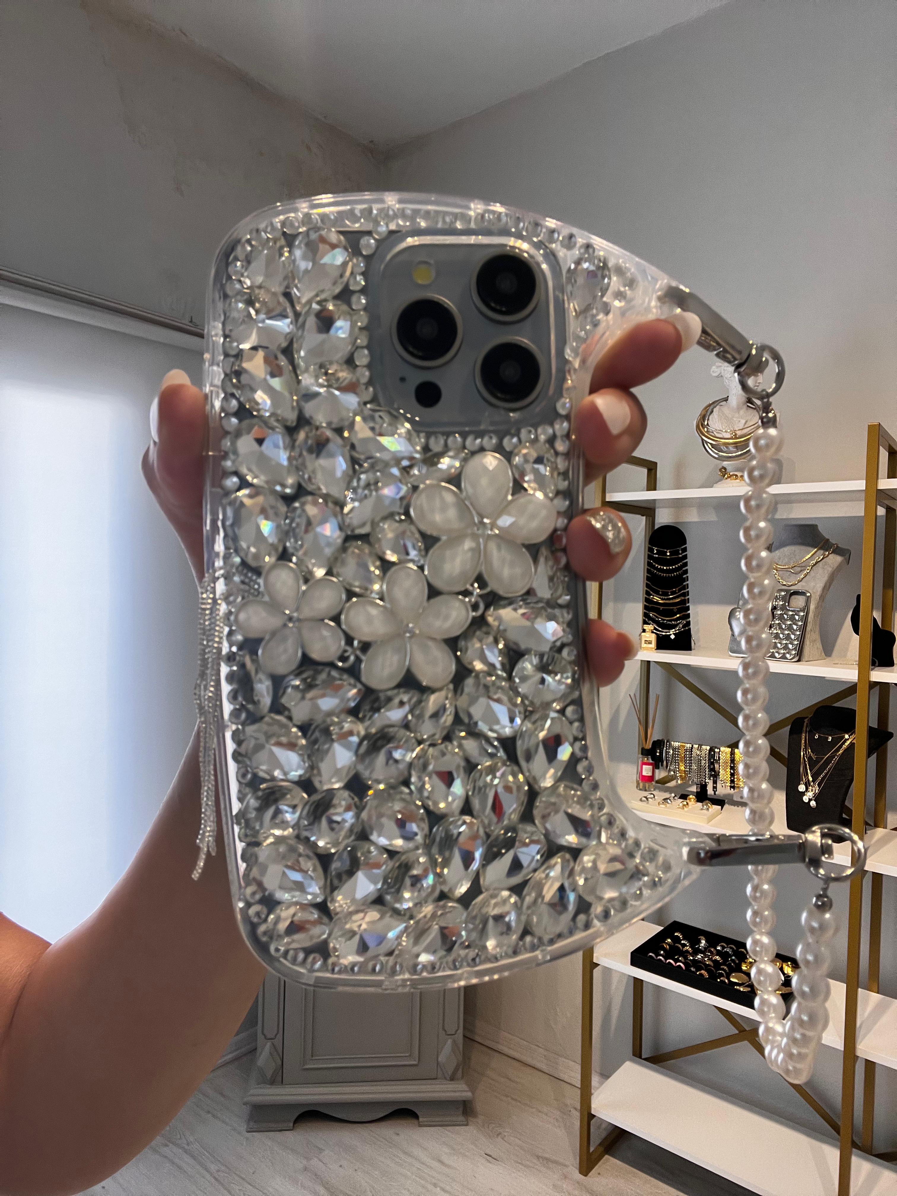 Çiçekli Taşlı Çanta Kılıf