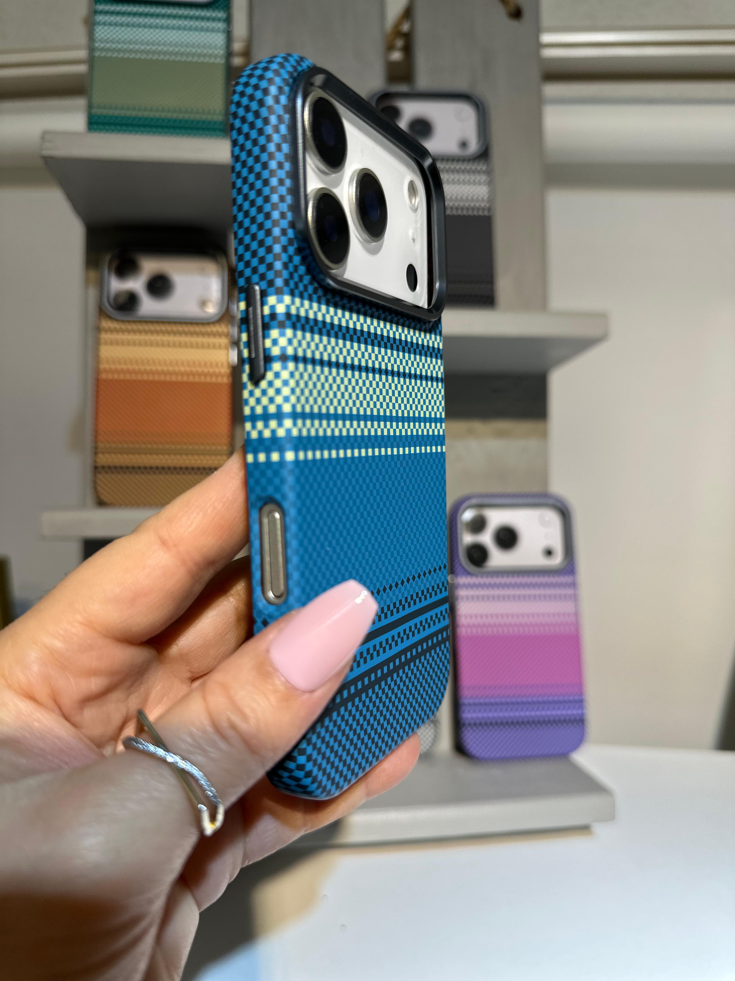 Şerit Dokulu Premium Kılıf - Okyanus Mavisi