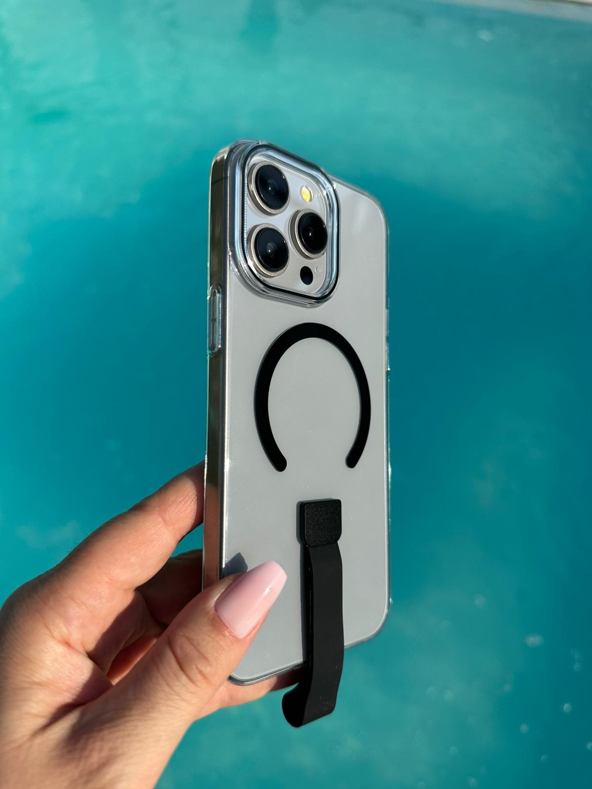 Magsafe Özellikli HoldEase Şeffaf Kılıf - Şeffaf Siyah