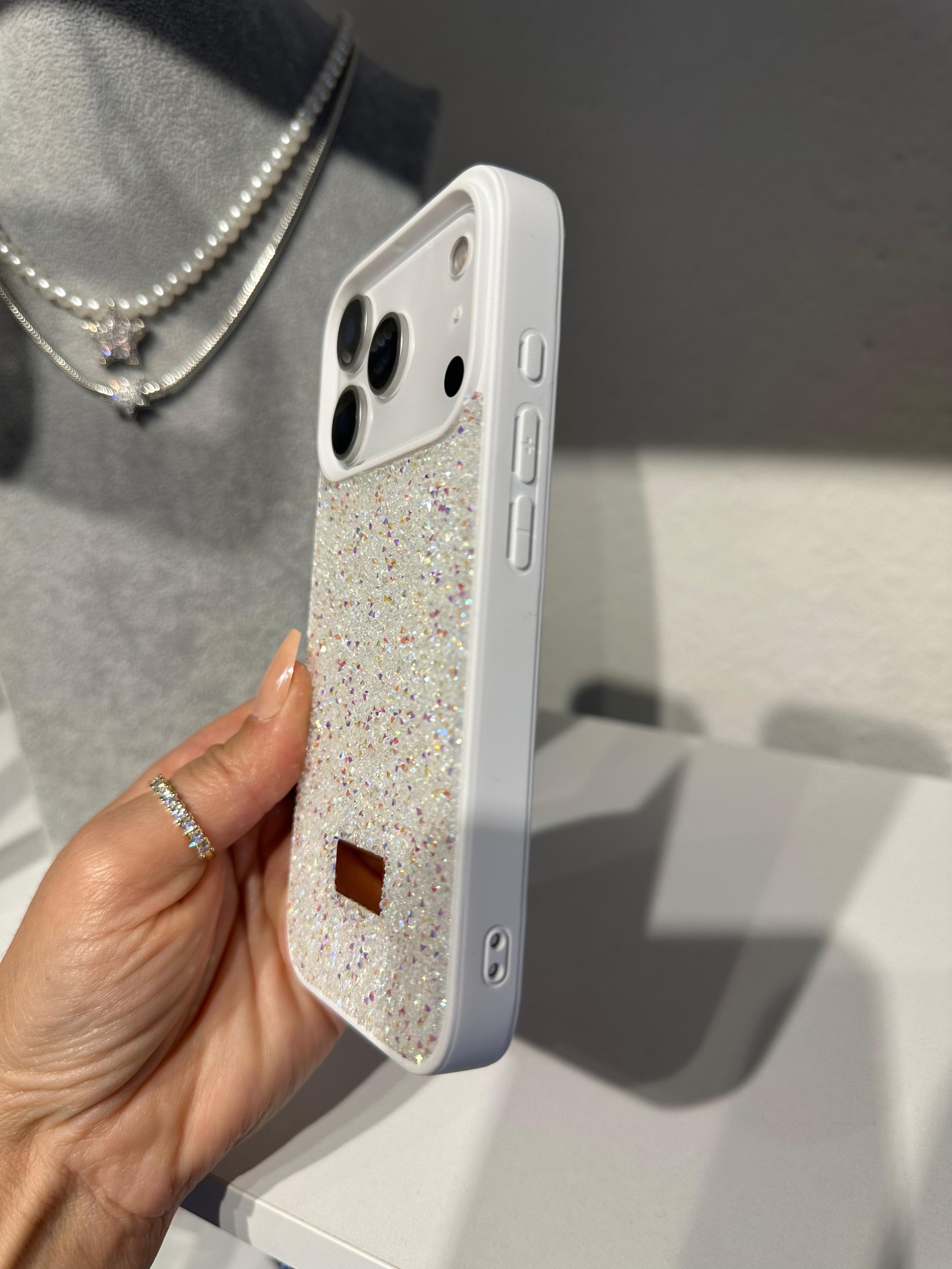 Diamond Simli Kılıf - Beyaz