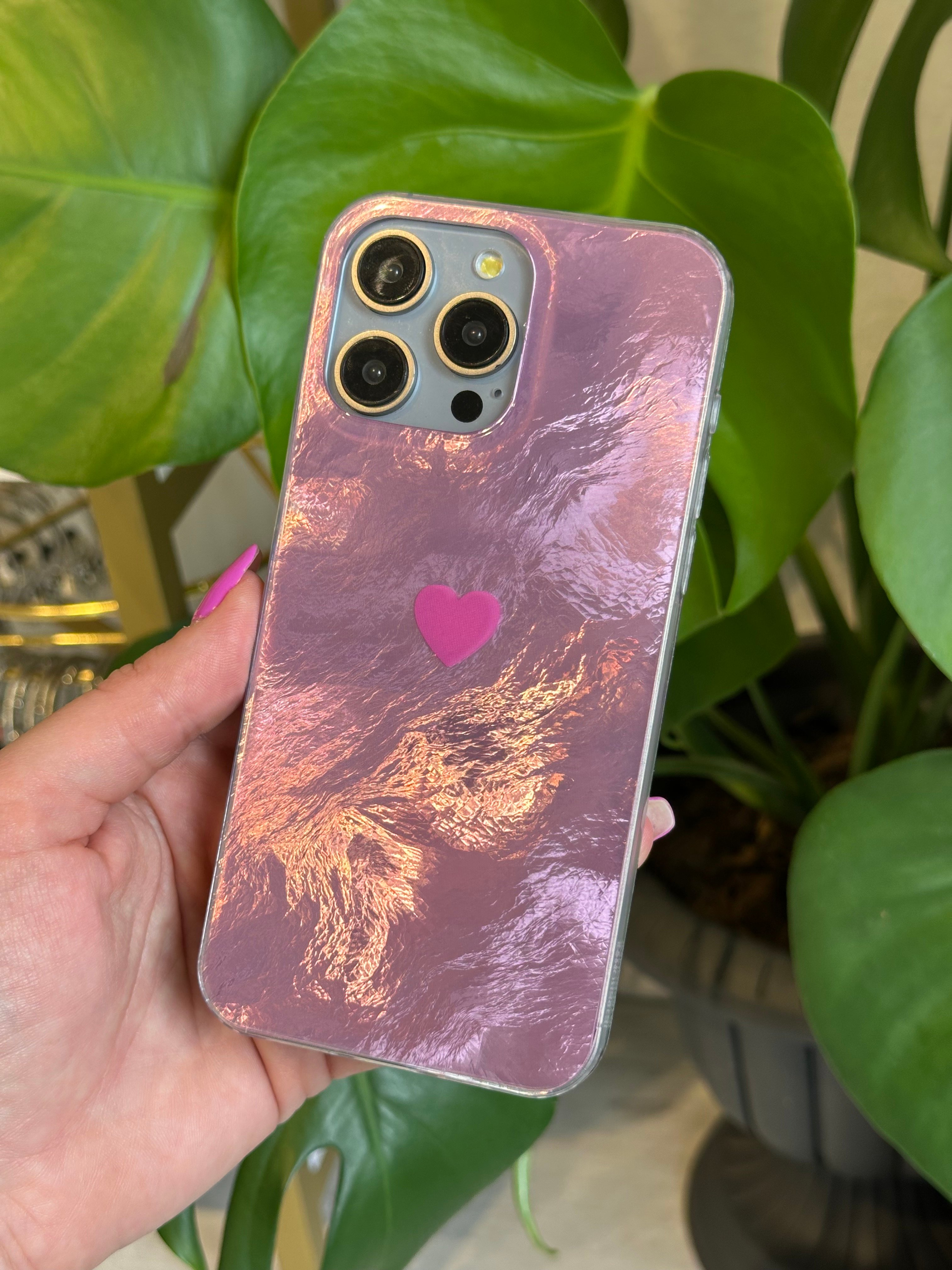 Pembe Kalpli Hologram Kılıf
