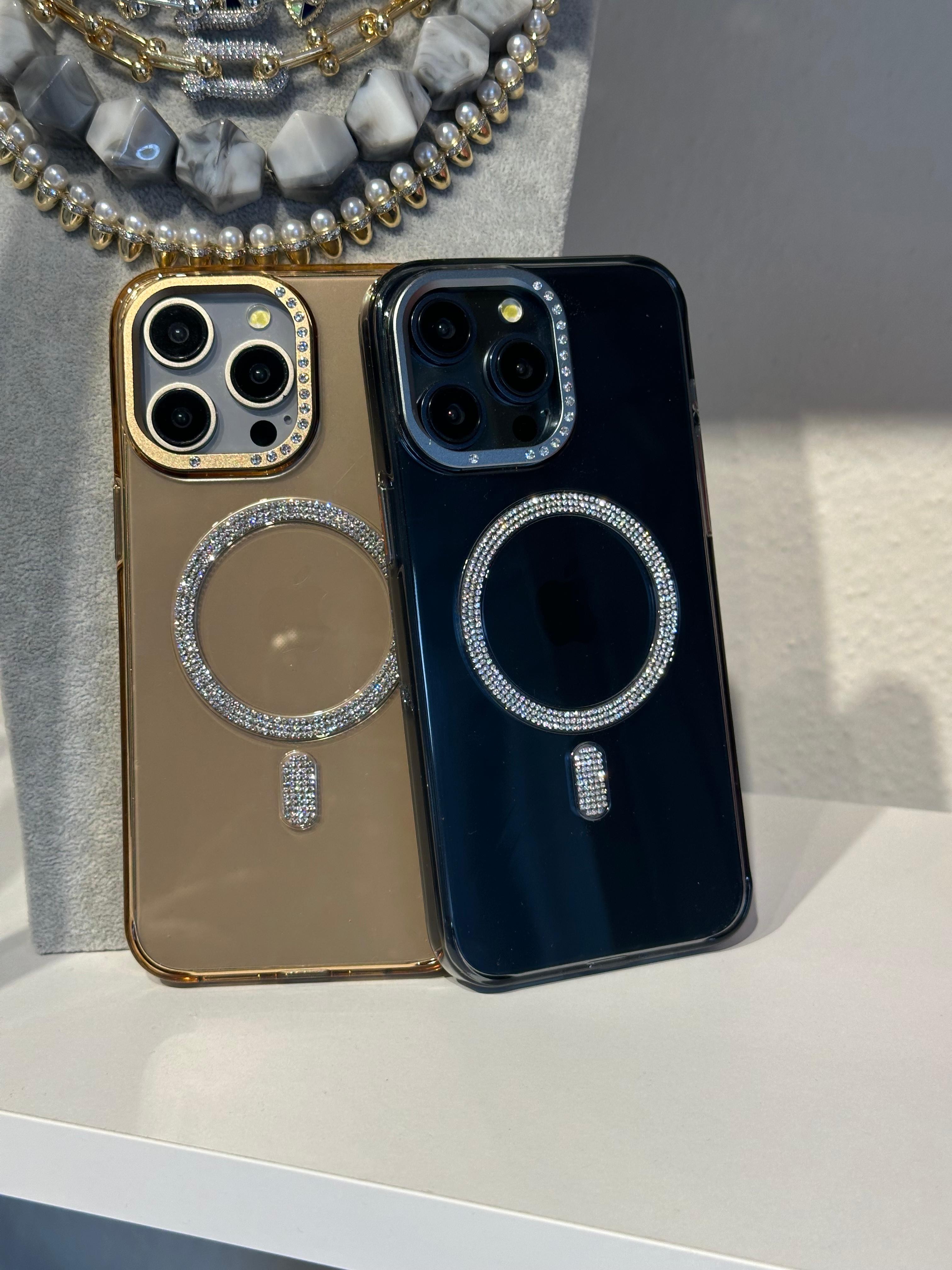 Luxury Taşlı Magsafe Destekli Kılıf - Çöl Titanyum