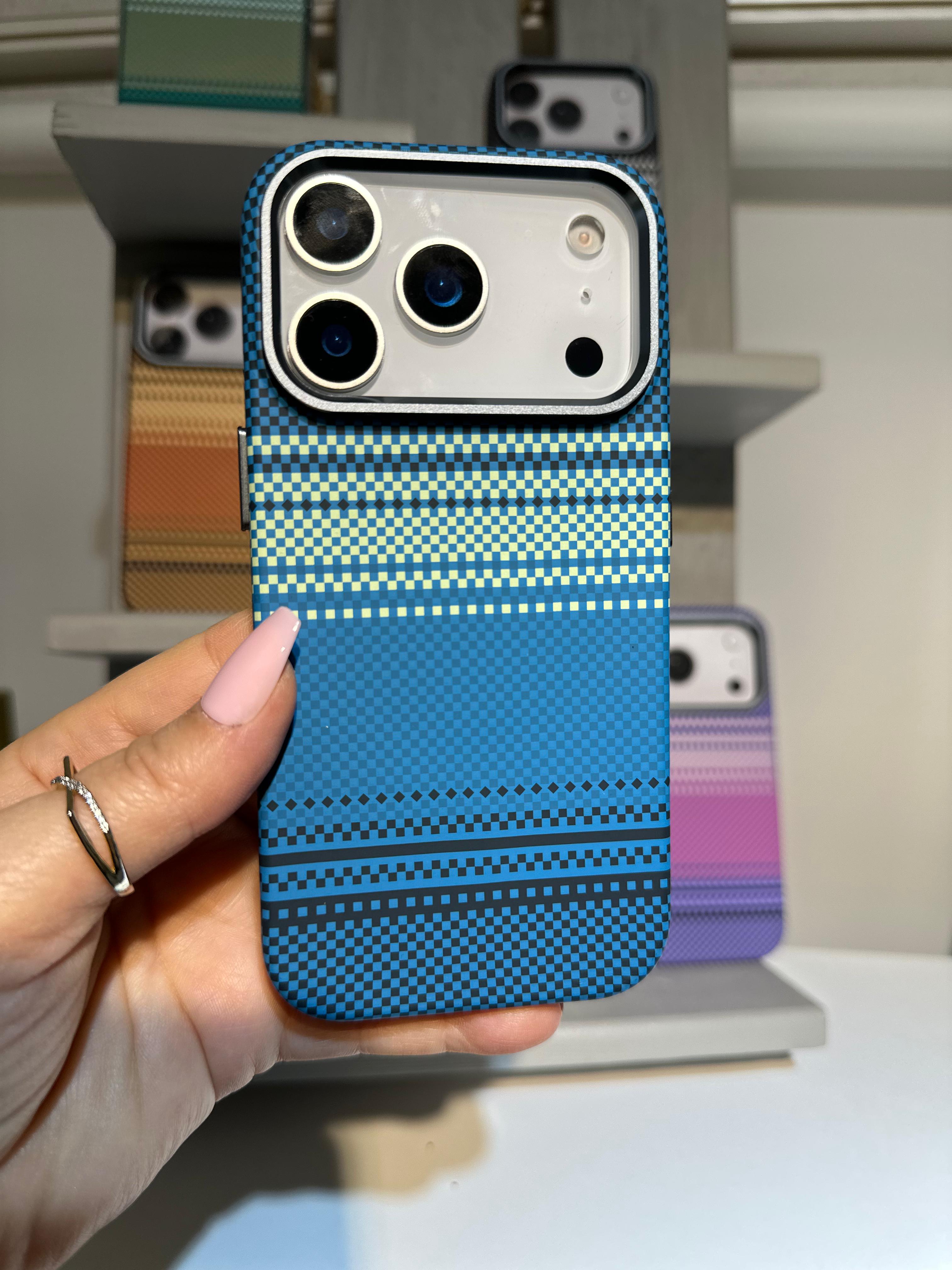 Şerit Dokulu Premium Kılıf - Okyanus Mavisi