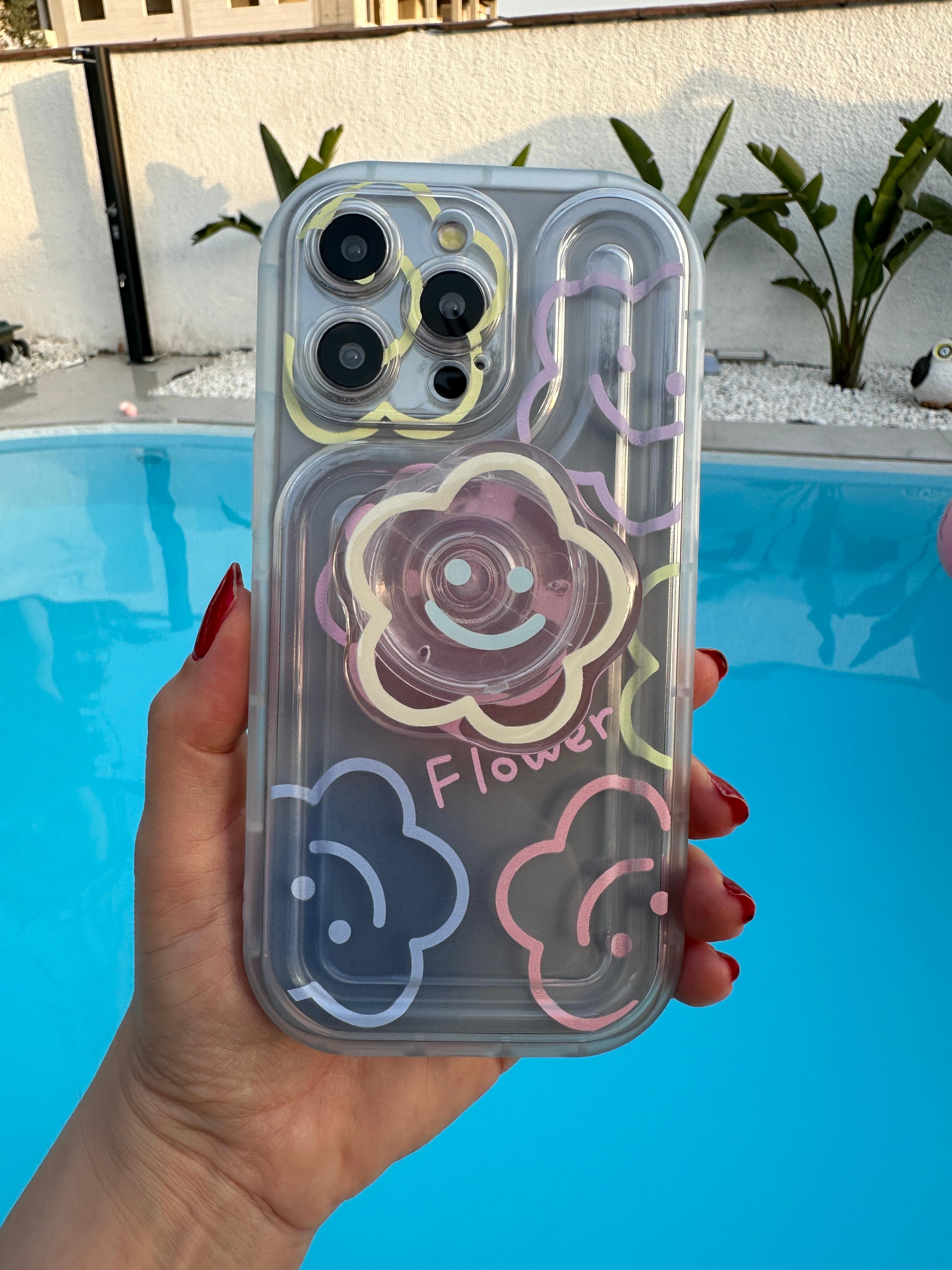 Çiçekli Popsocket'lı Kılıf