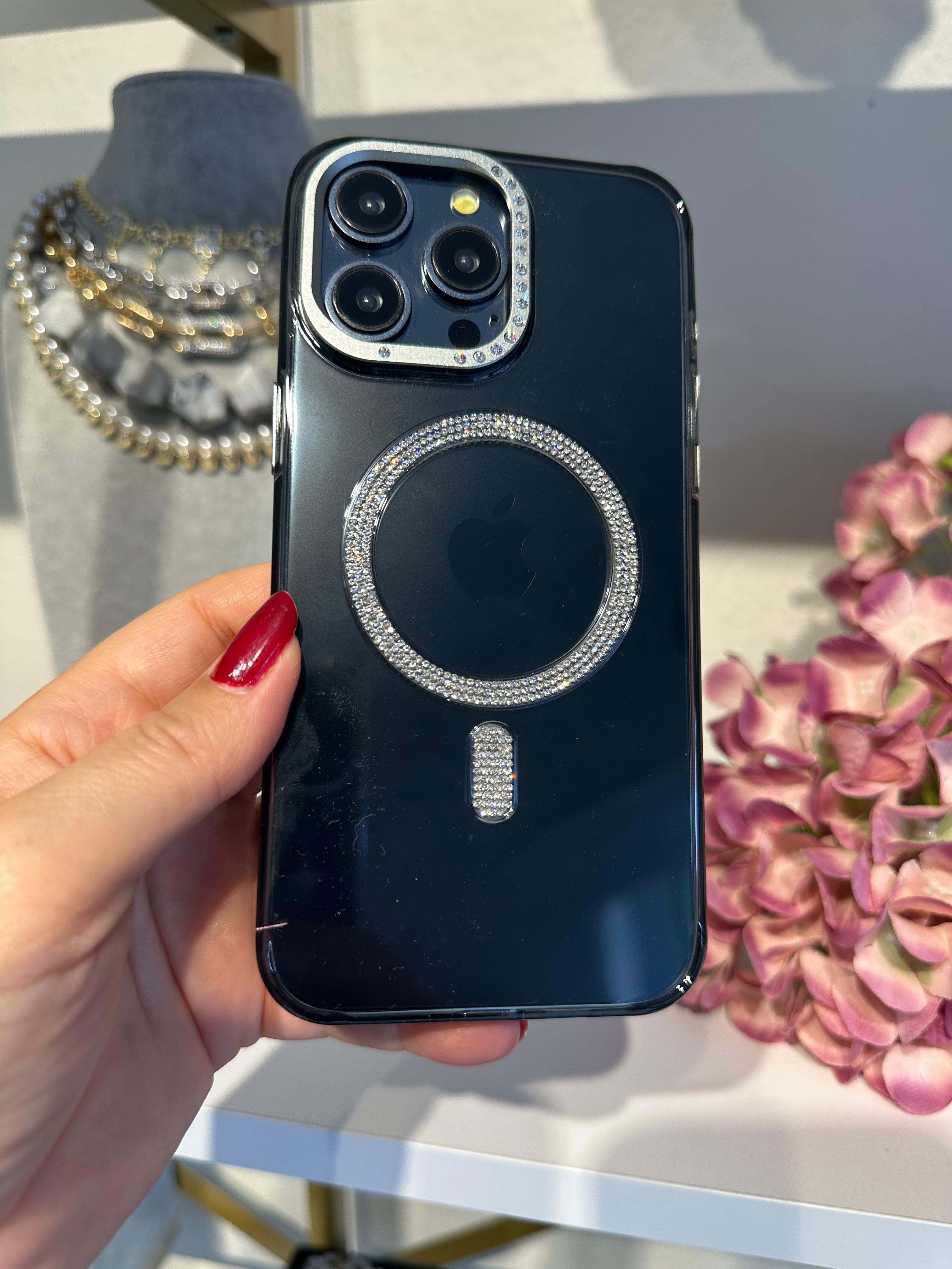 Luxury Taşlı Magsafe Destekli Kılıf - Şeffaf