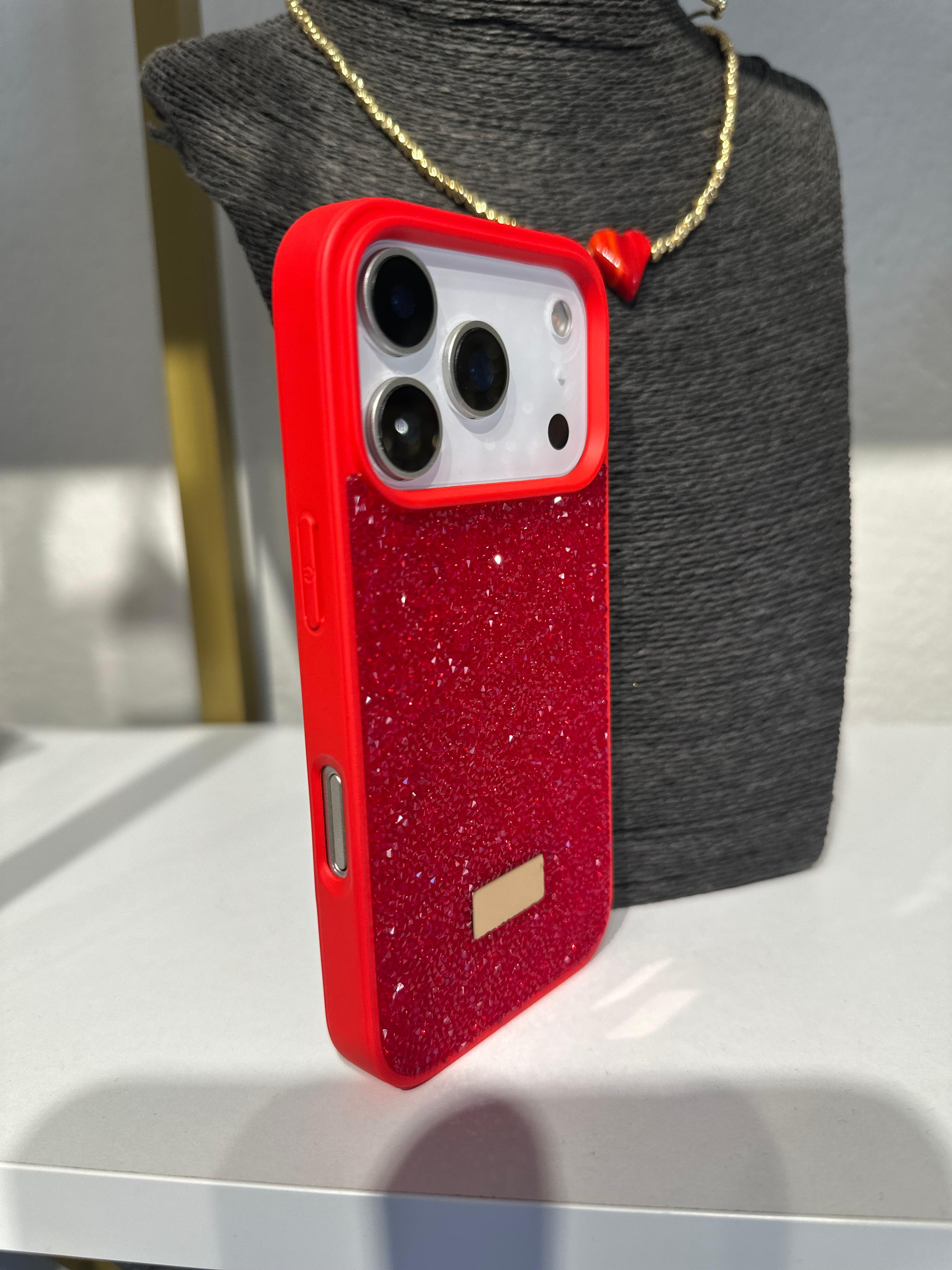 Diamond Simli Kılıf - Kırmızı