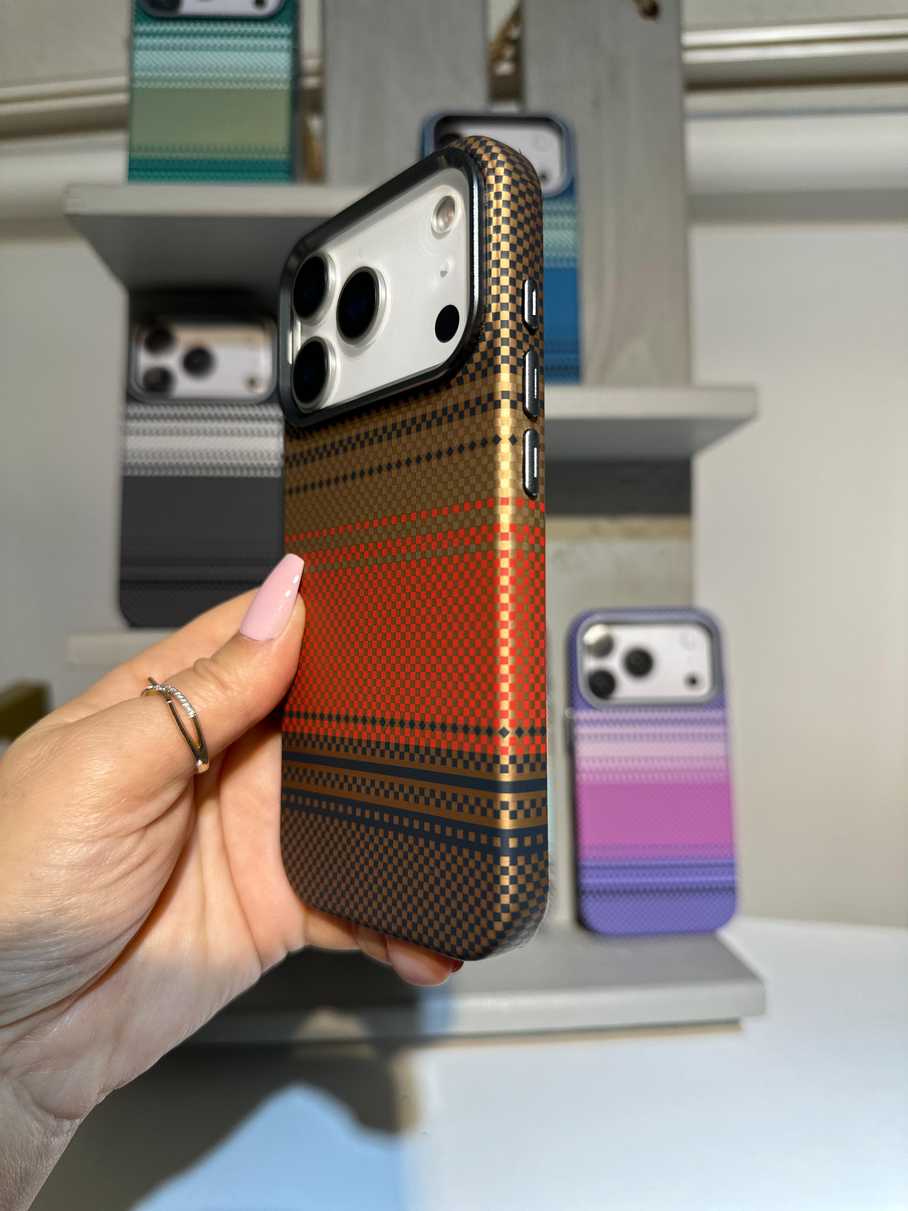 Şerit Dokulu Premium Kılıf - Kum & Kiremit