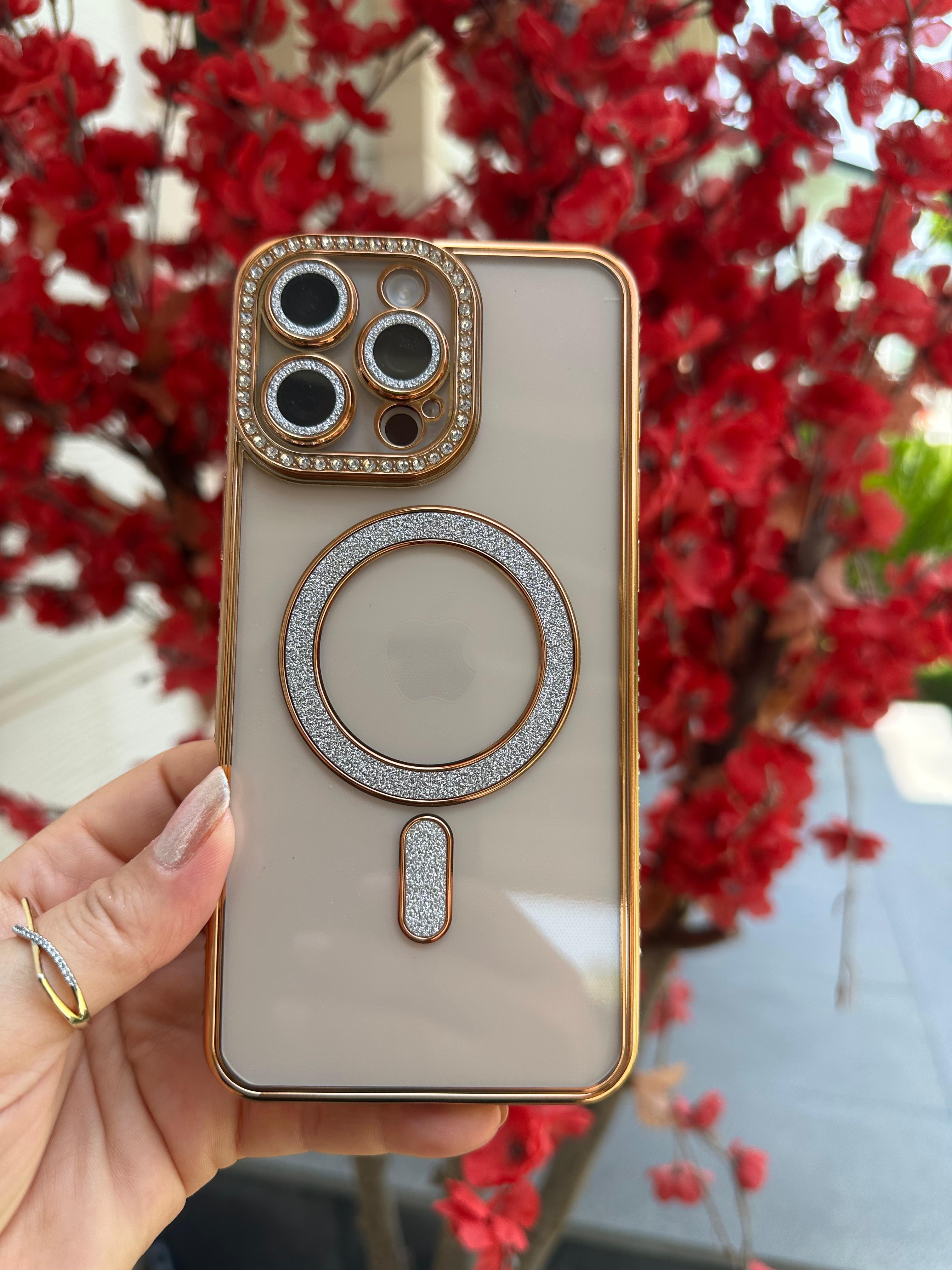 Taşlı Kamera Koruyuculu Magsafe Özellikli Luxury Kılıf
